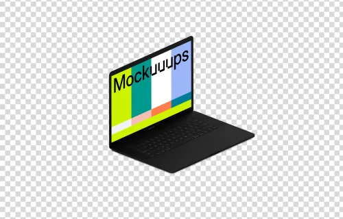 Isometric mockup of Macbook Pro (Clay Dark) oriented to the left