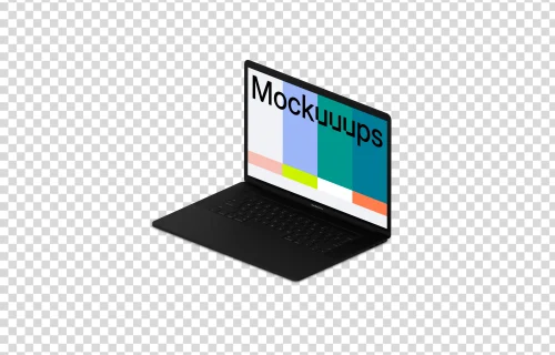 Isometric mockup of Macbook Pro (Clay Dark) oriented to the right
