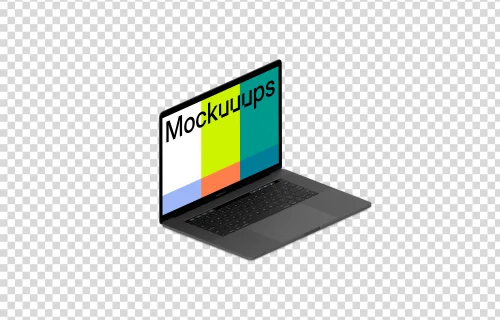 Isometric mockup of Macbook Pro oriented to the left