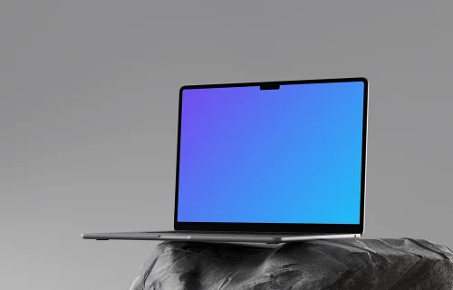 MacBook Air 15" mockup on a textured stone surface