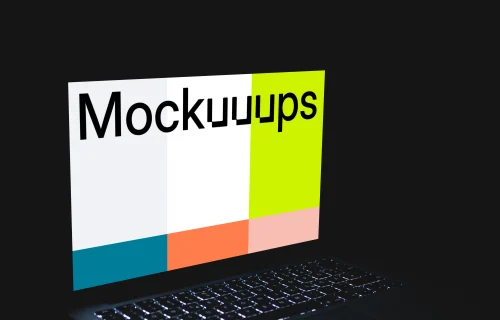 MacBook mockup in the dark