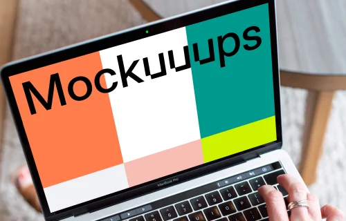 MacBook Pro mockup on a woman's legs