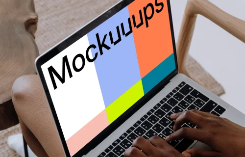 MacBook Pro mockup on a young ladies lap