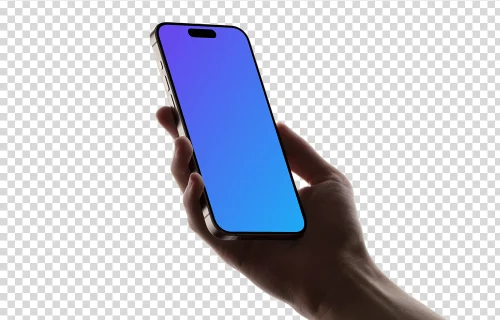 Man holding iPhone 15 Pro mockup