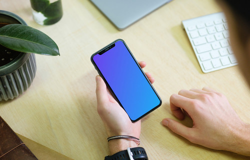 Man reading on iPhone 11 mockup