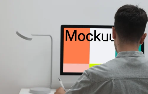 Mockup of a user working on an iMac