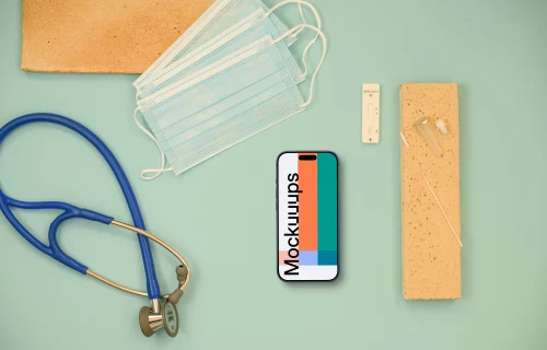 Phone mockup in medical space
