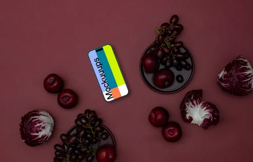 Phone mockup on Viva Magenta background