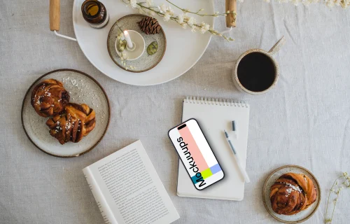 Phone mockup with a candle on the side