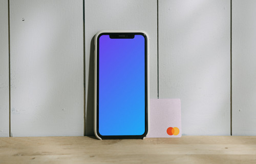 Phone with credit card mockup