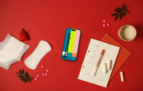 Smartphone mockup with a menstrual cycle journal