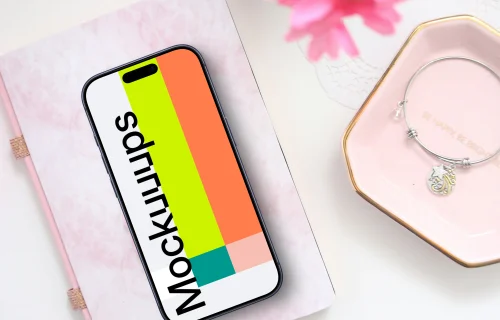 Smartphone mockup with subtle pink elements