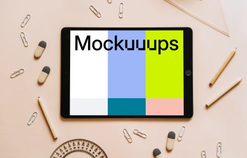 Tablet mockup with back to school concept