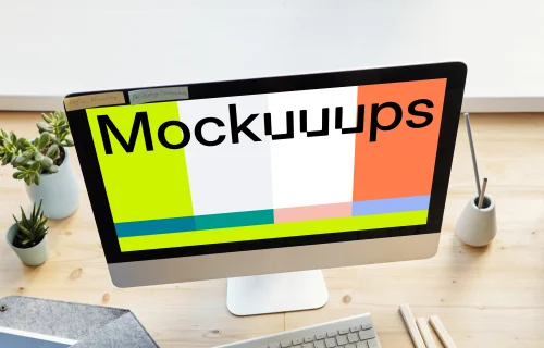 Young girl taking notes from an iMac mockup