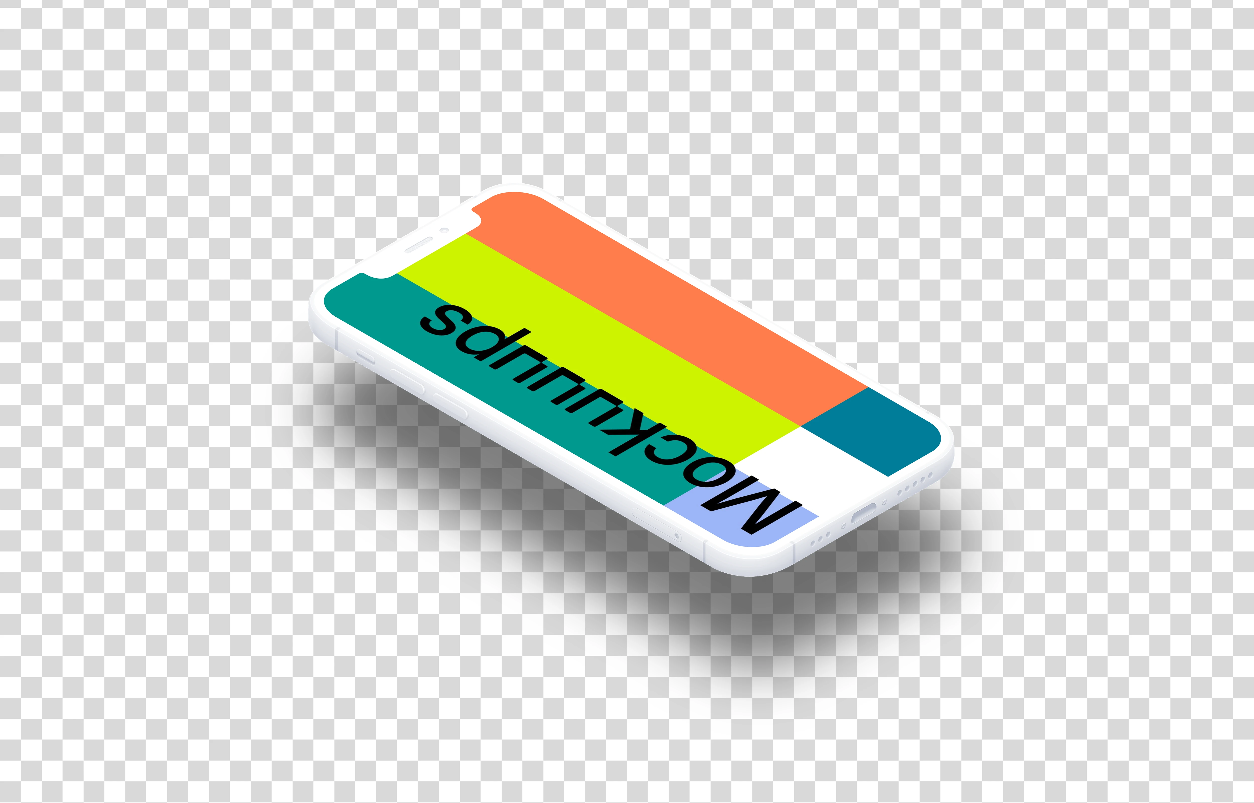 iPhone 12 Clay Mockup (Isometric Floor Left - Floating Shadow)