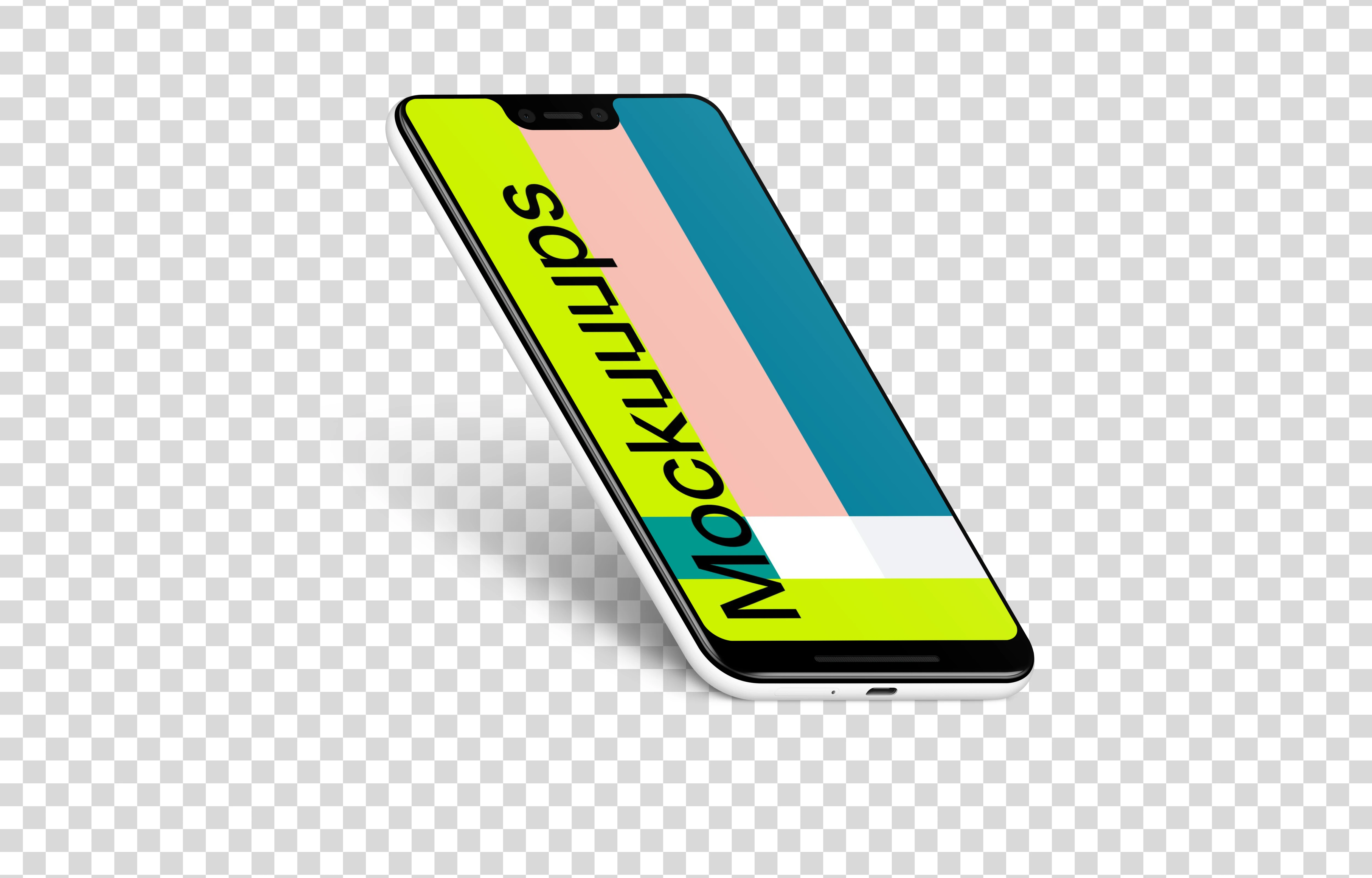 Google Pixel 3 XL Stand Isometric mockup (Left)