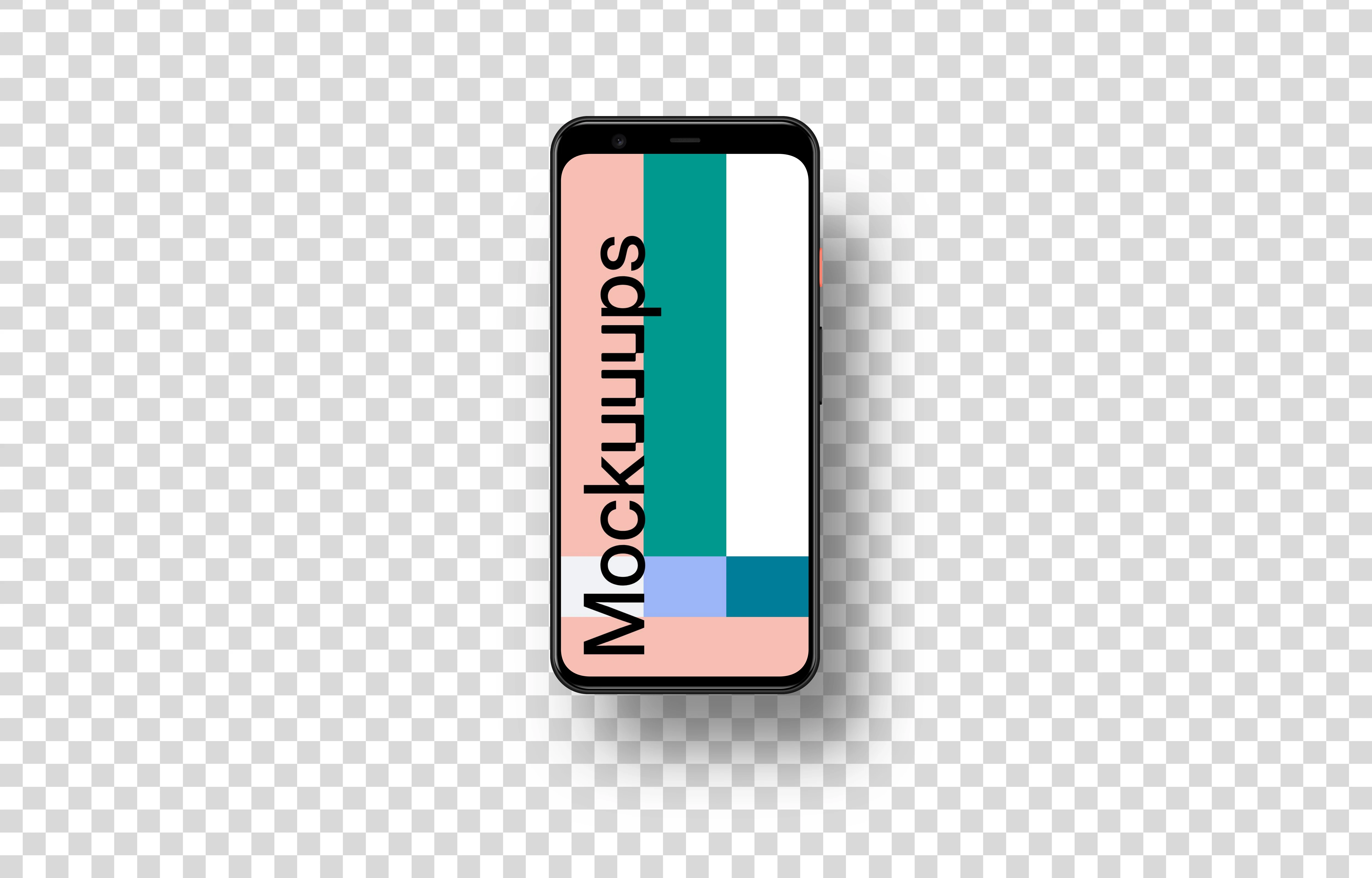 Google Pixel 4 Mockup (Front View - Floating Shadow)