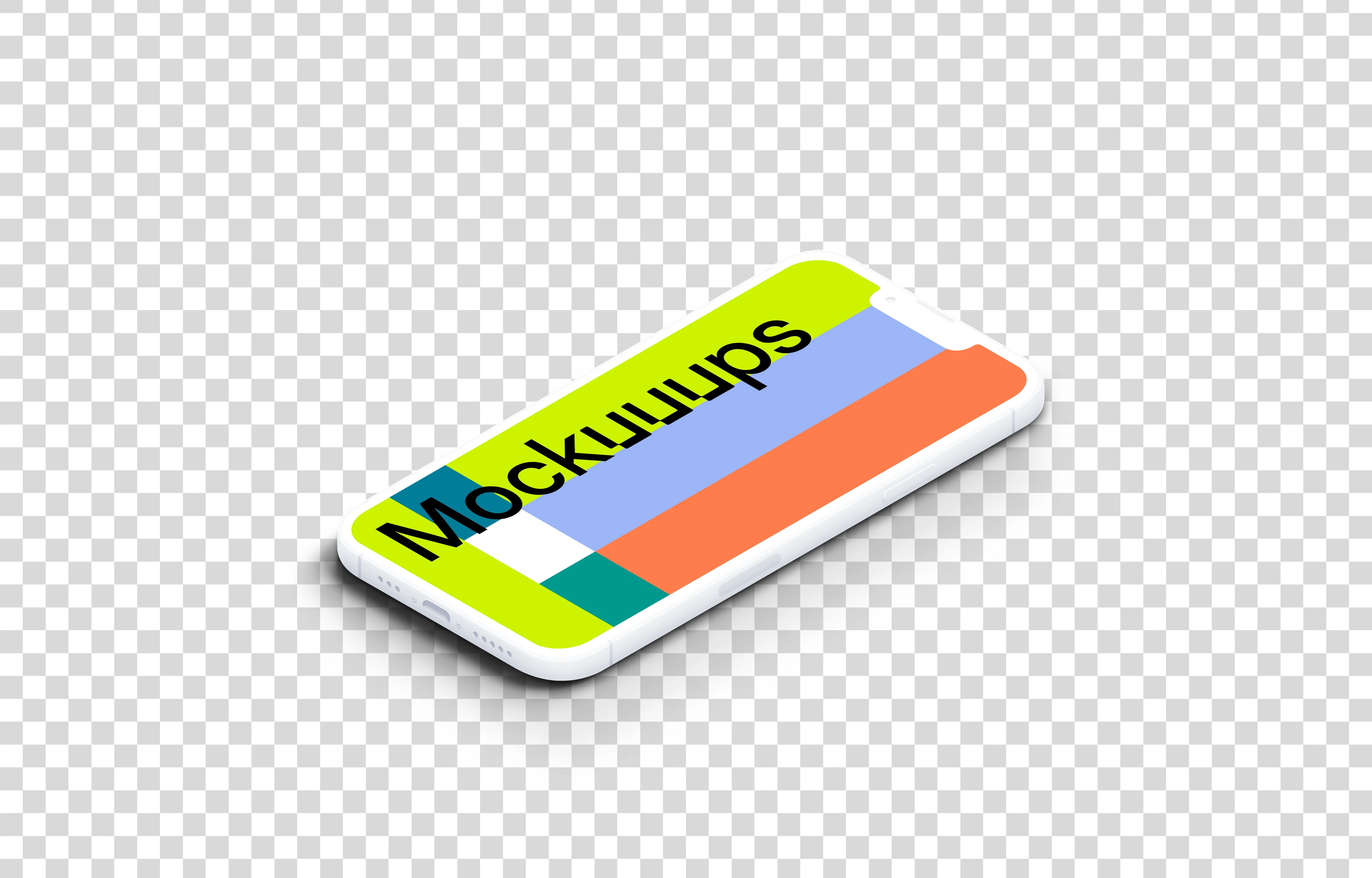 iPhone 13 Pro Clay Mockup (Isometric Floor Right)