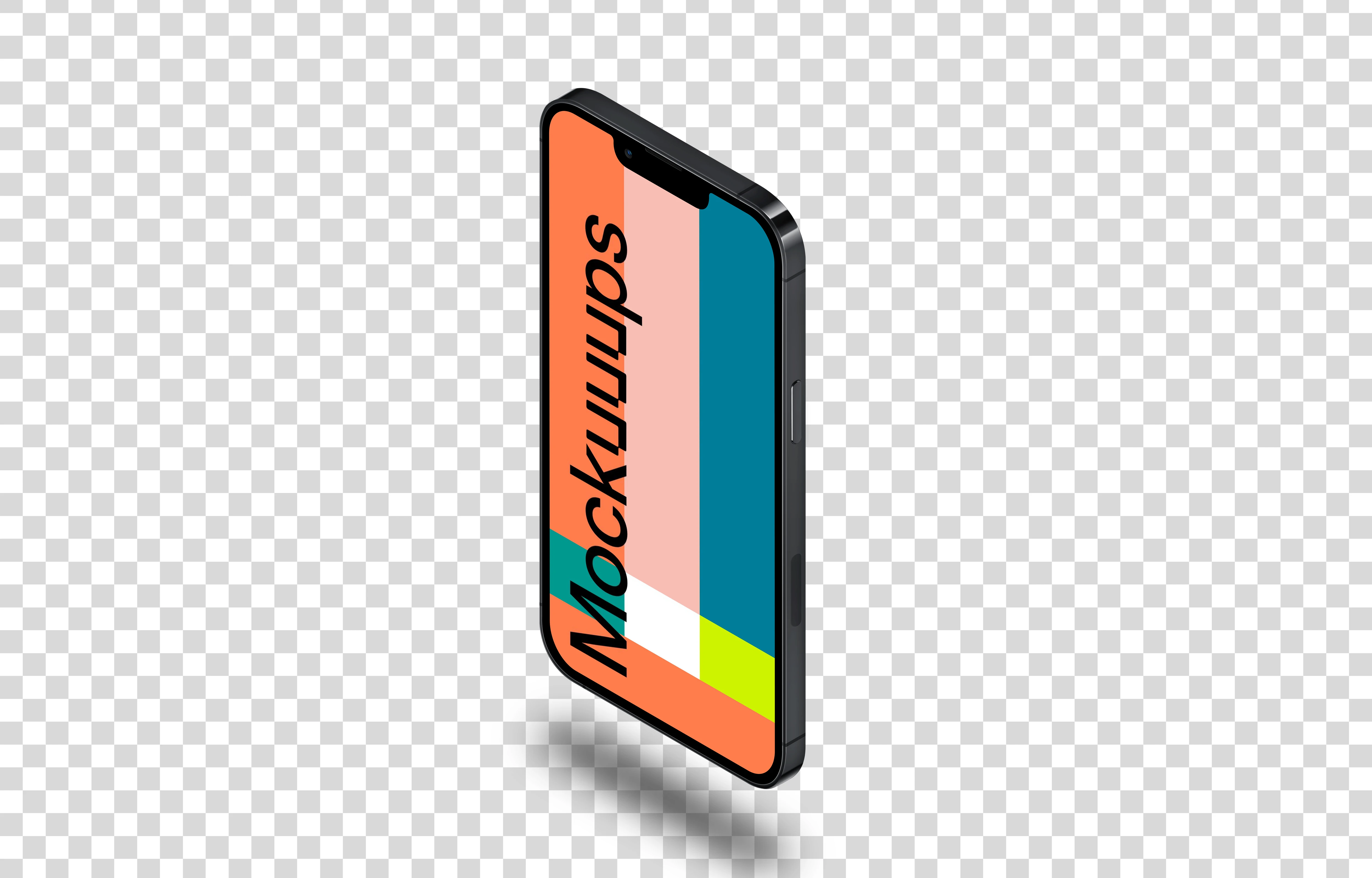 iPhone 13 Pro Mockup (Isometric Stand Right - Floating Shadow)
