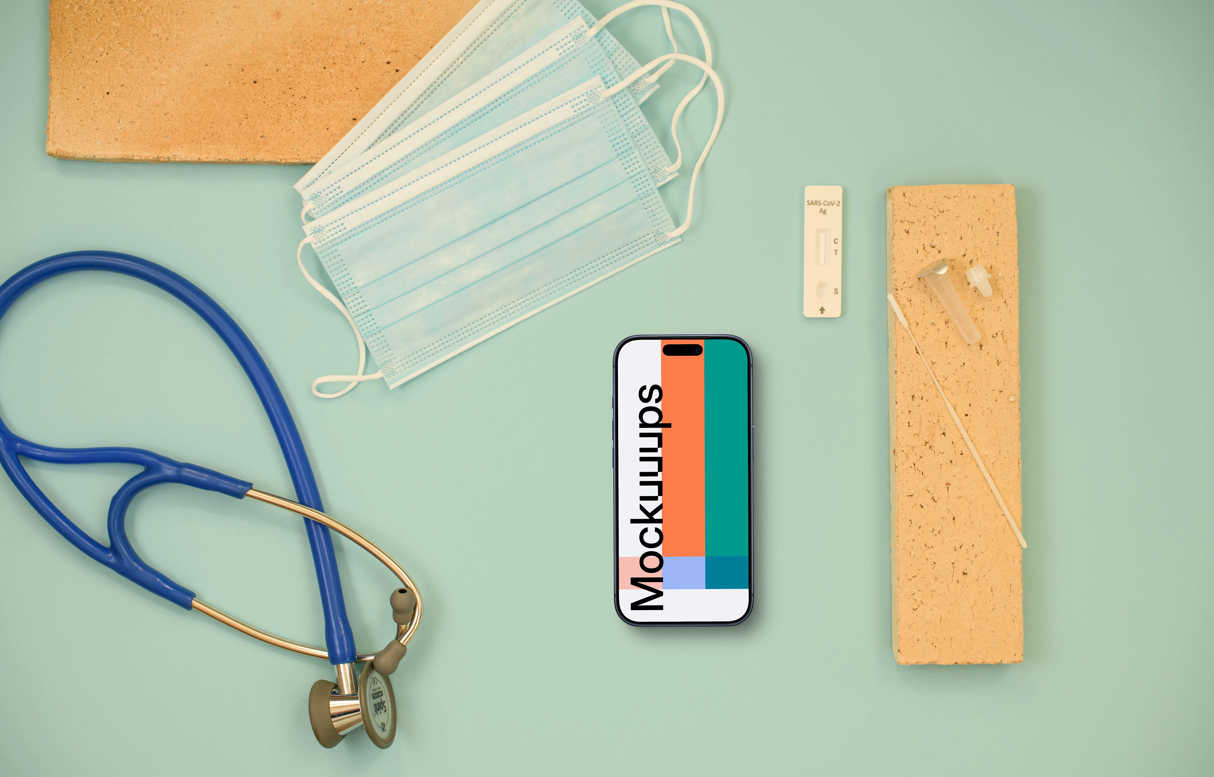 Phone mockup in medical space
