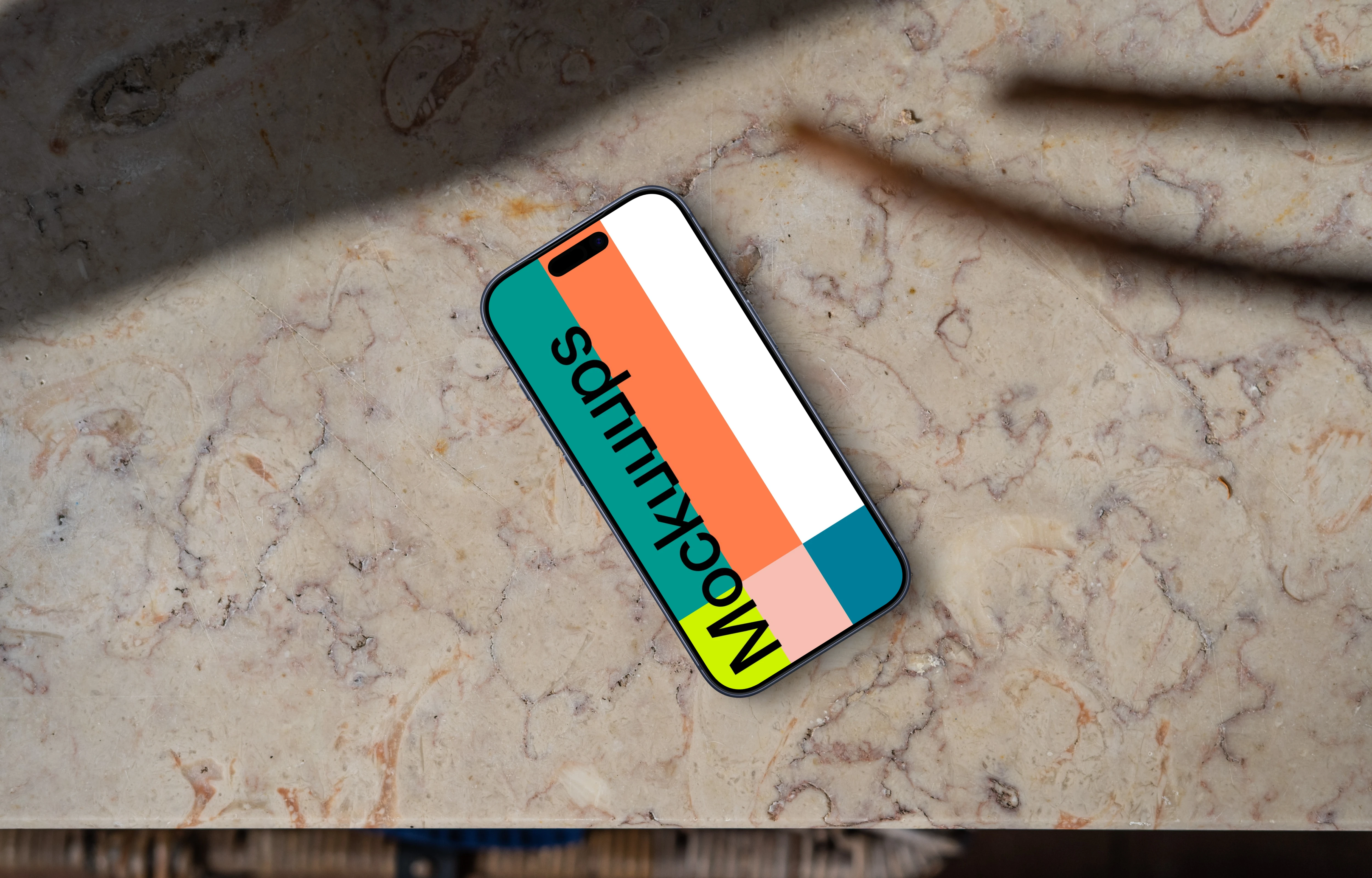Smartphone mockup on a marble table