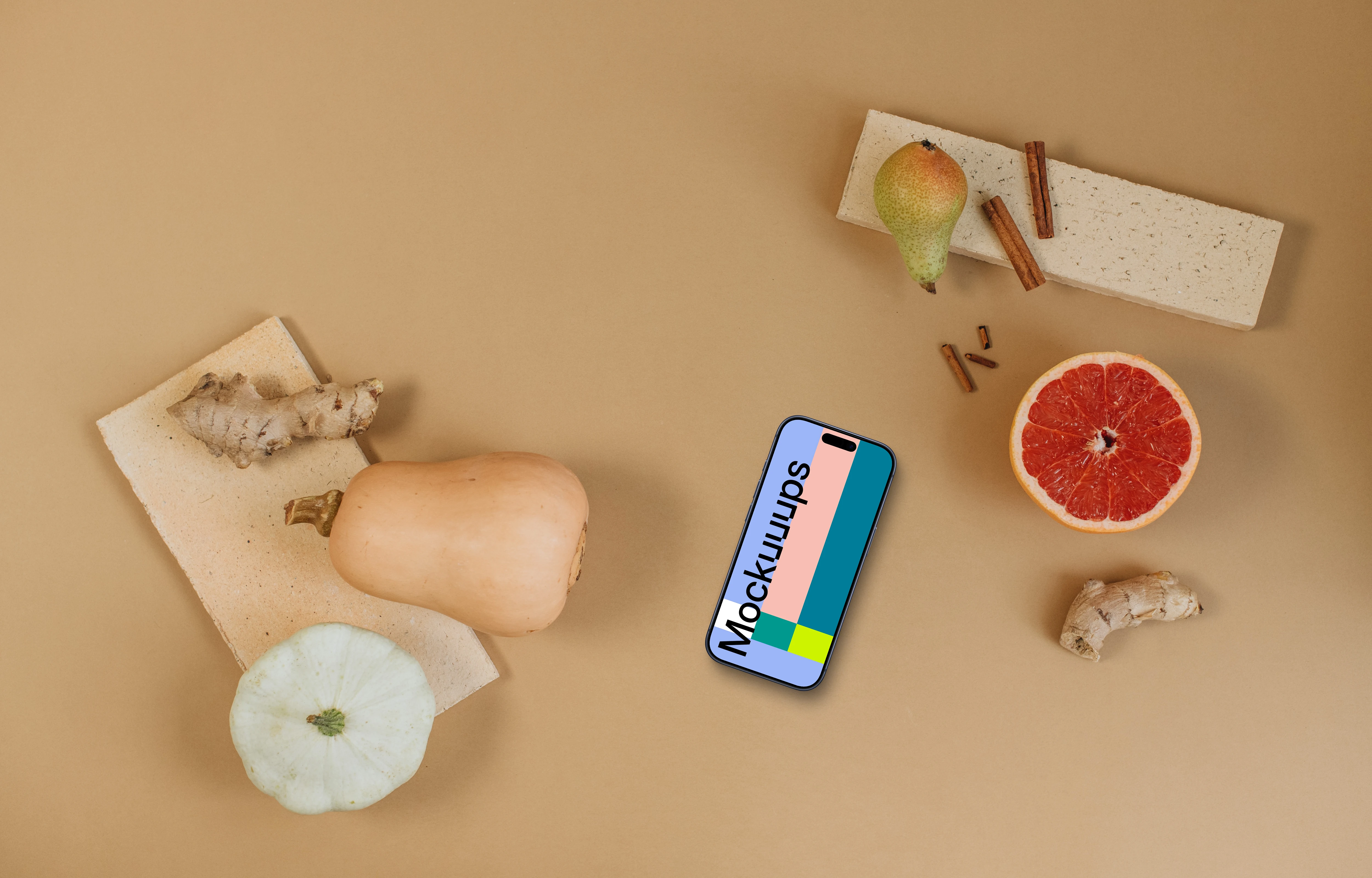 Autumn scene with smartphone mockup