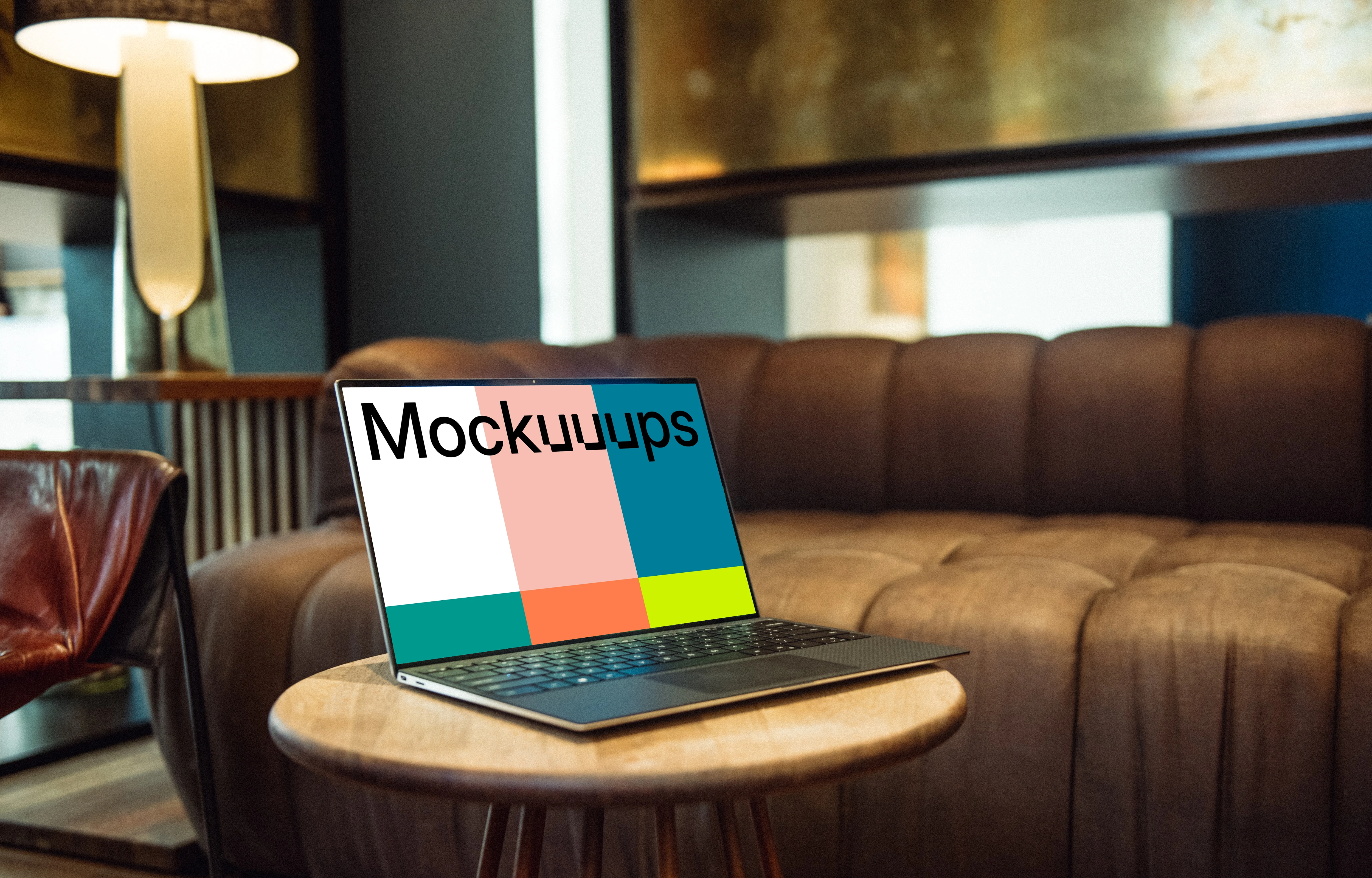 Black Dell XPS Mockup on living room table