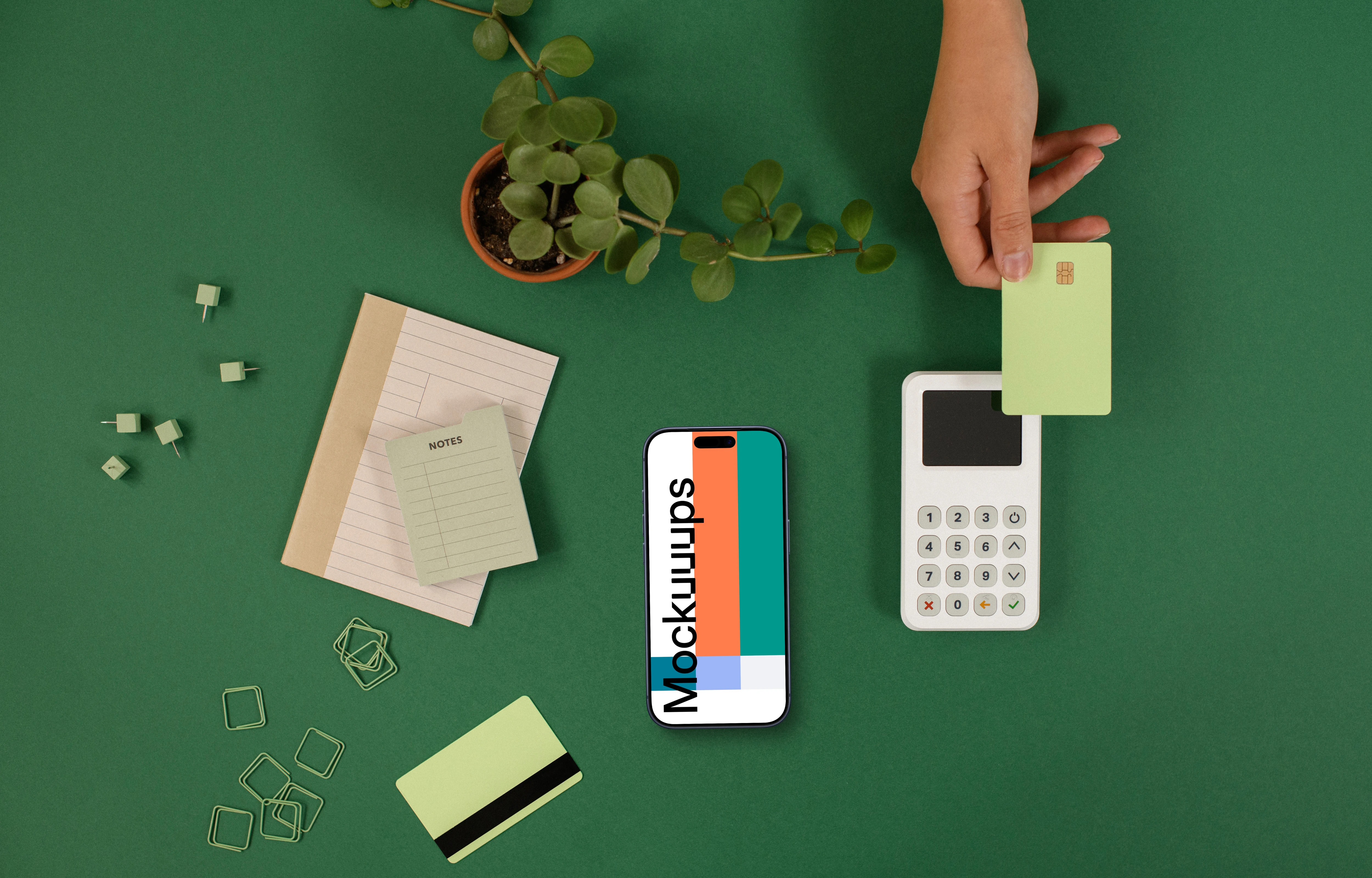 Contactless payment with an iPhone mockup