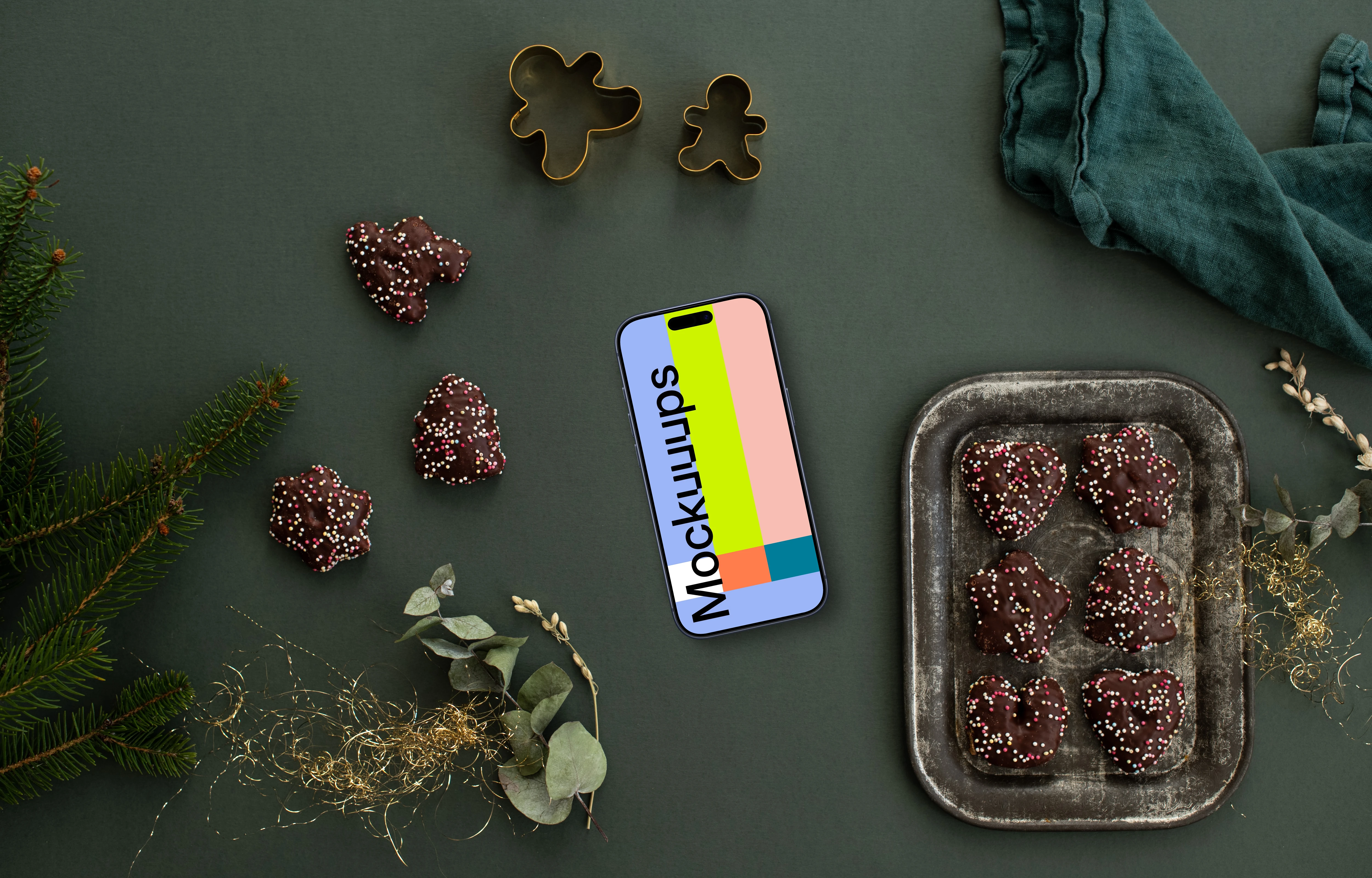 Christmas pastry and phone mockup