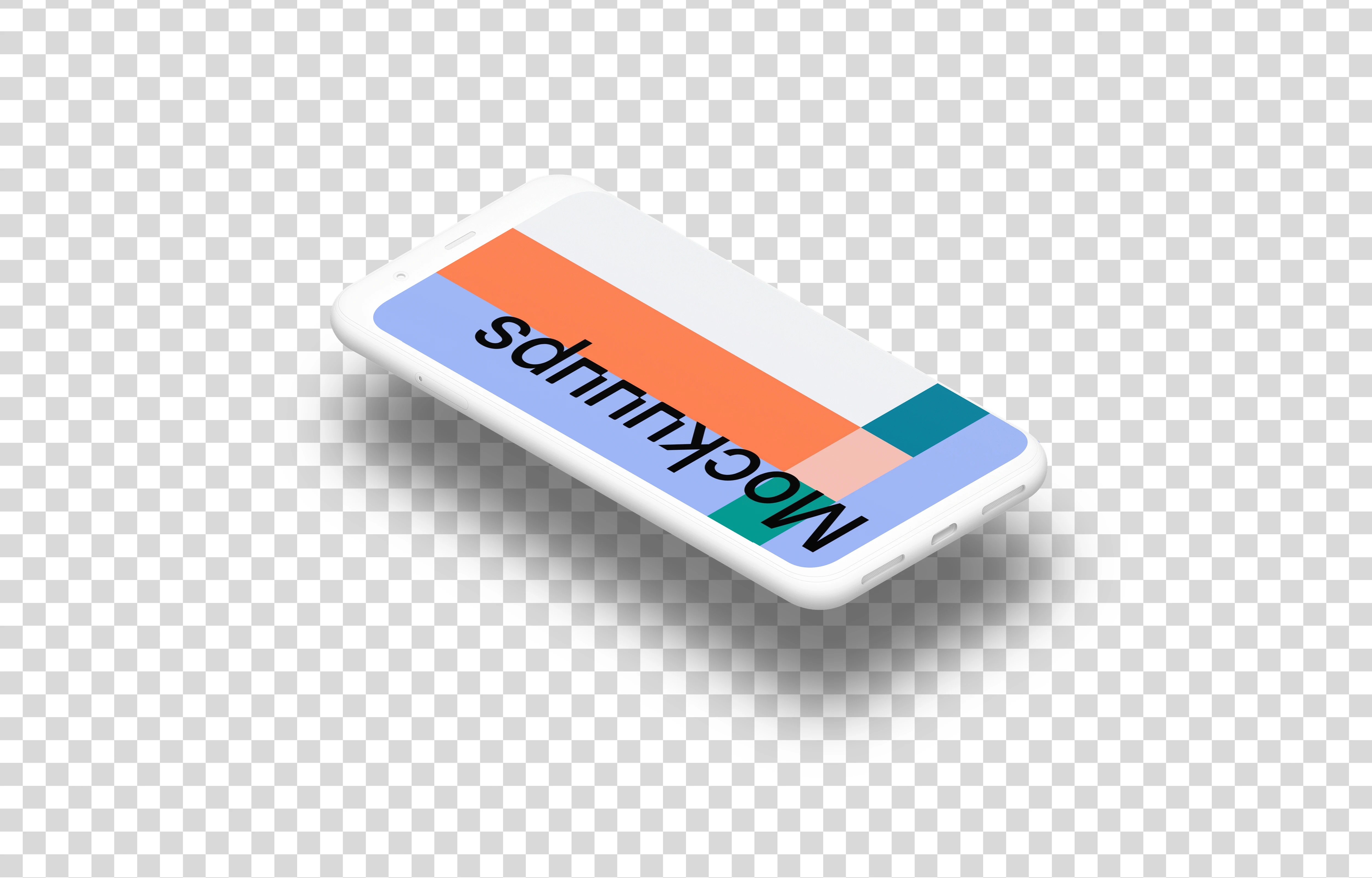 Clay Google Pixel 4 Mockup (Isometric Floor Left - Floating Shadow)