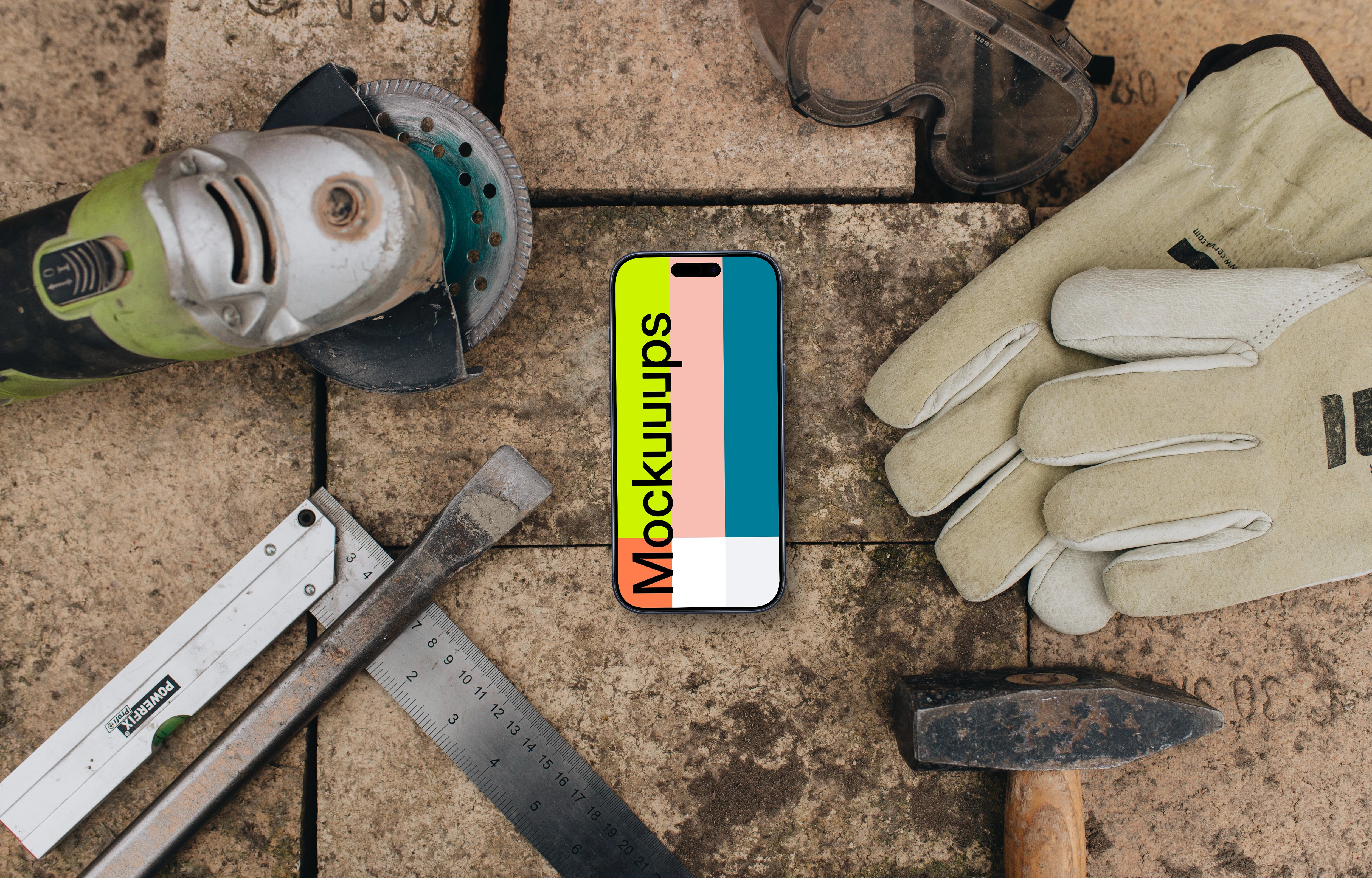 iPhone mockup in the center of the workshop