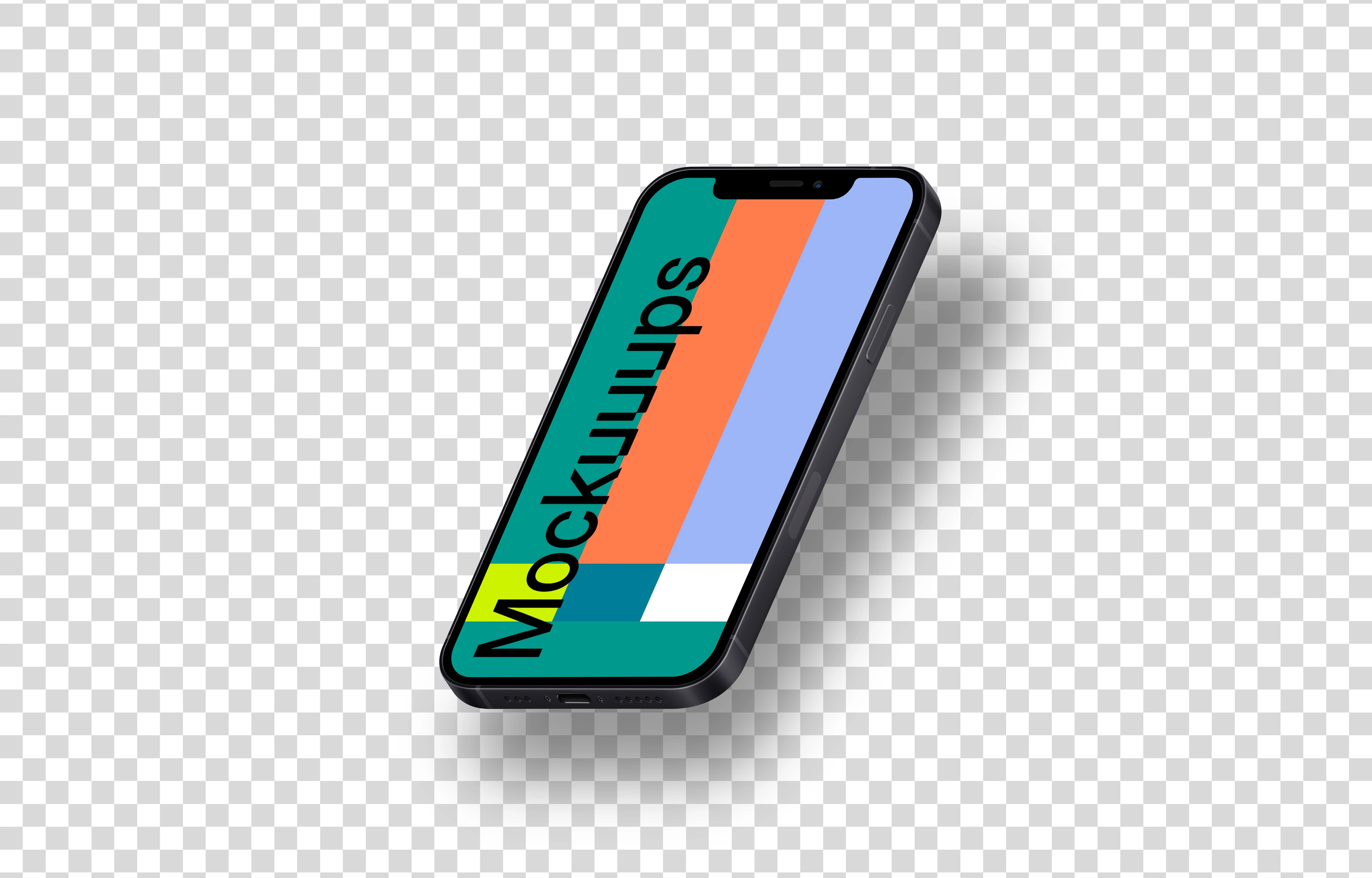 iPhone 12 Mockup (Isometric Right - Floating Shadow)