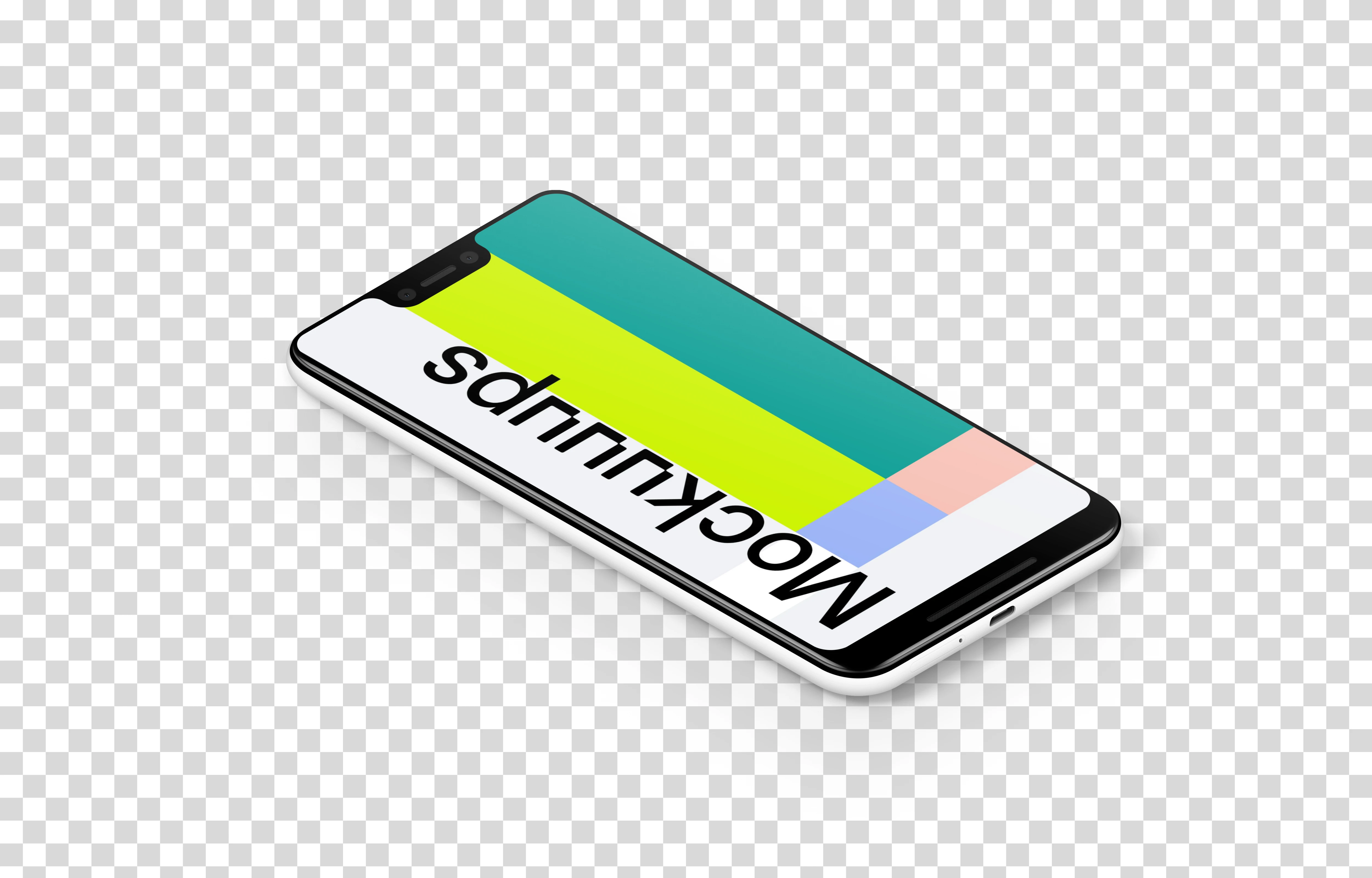 Google Pixel 3 XL Isometric mockup (Left)