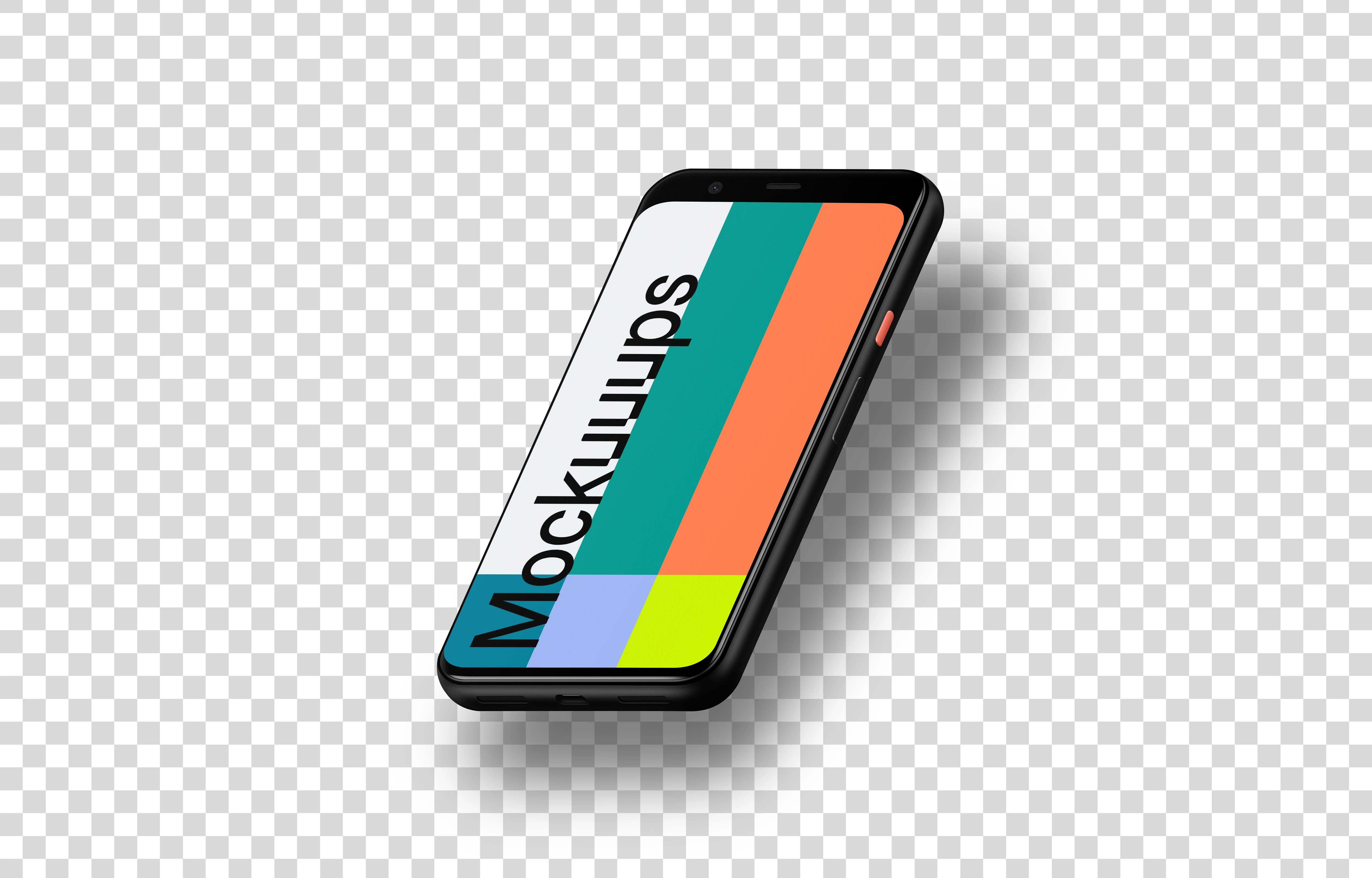 Google Pixel 4 Mockup (Isometric Right - Floating Shadow)
