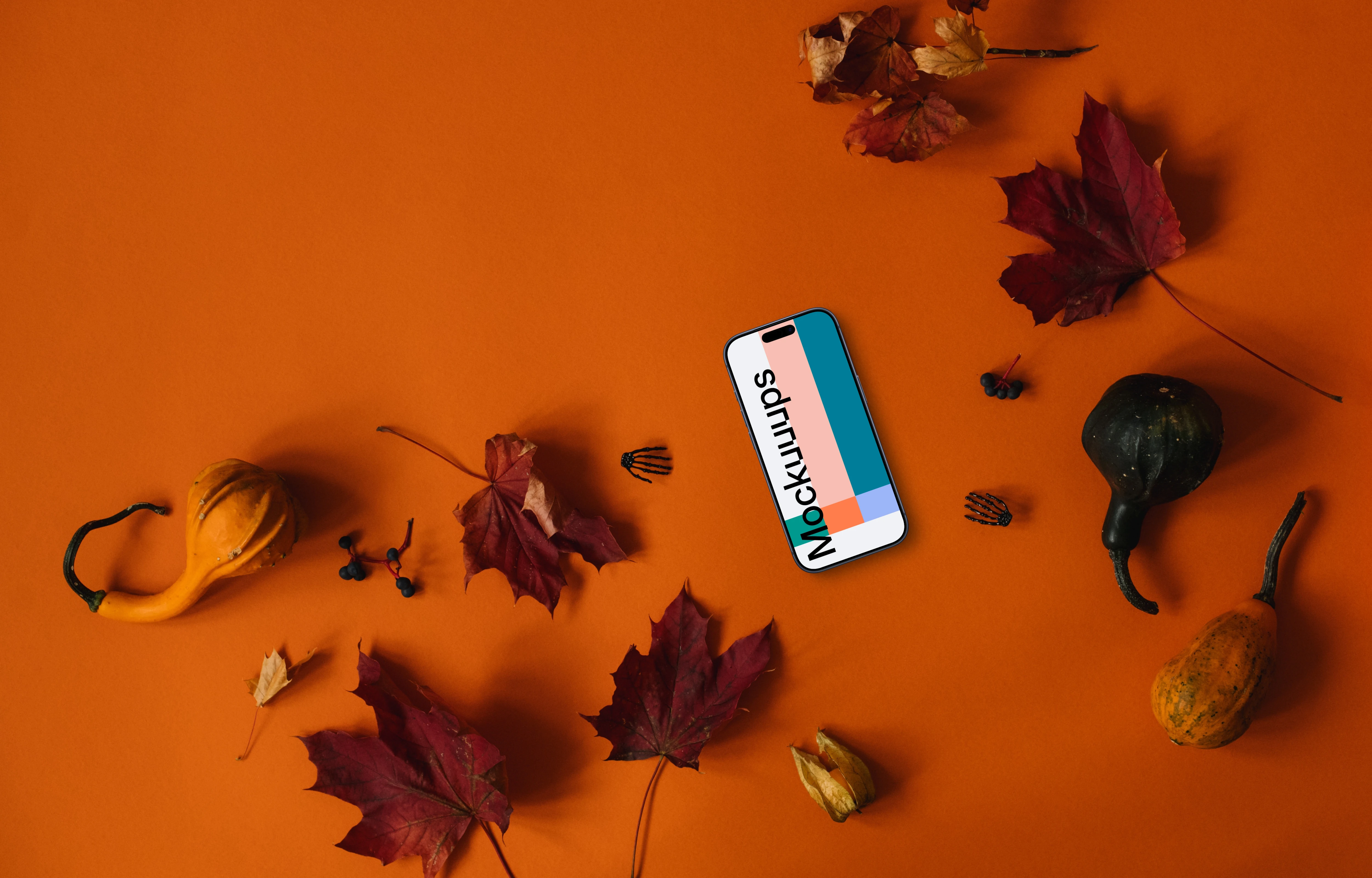 Halloween background mockup with a smartphone