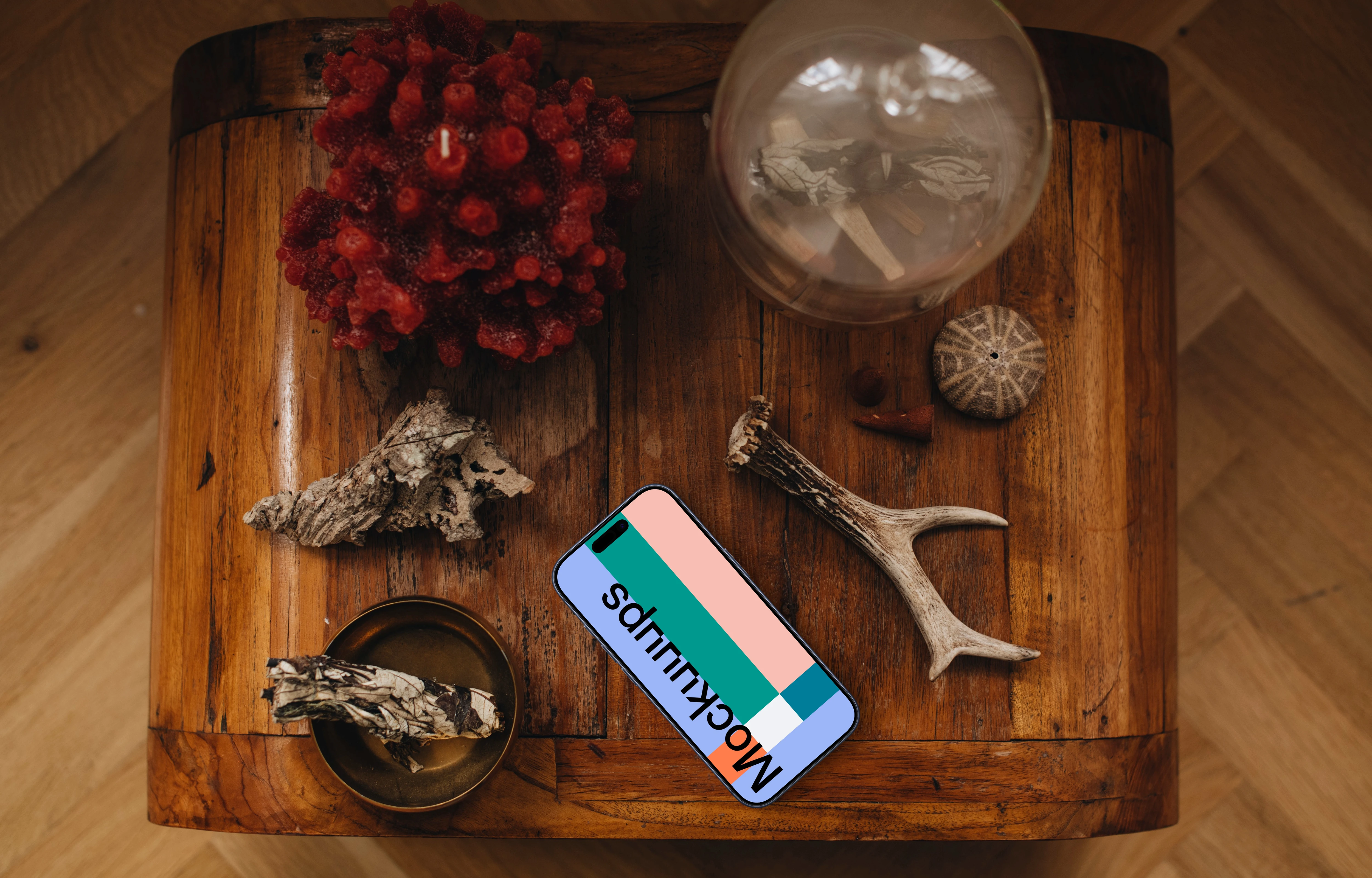 Healing energy arrangement with an iPhone mockup