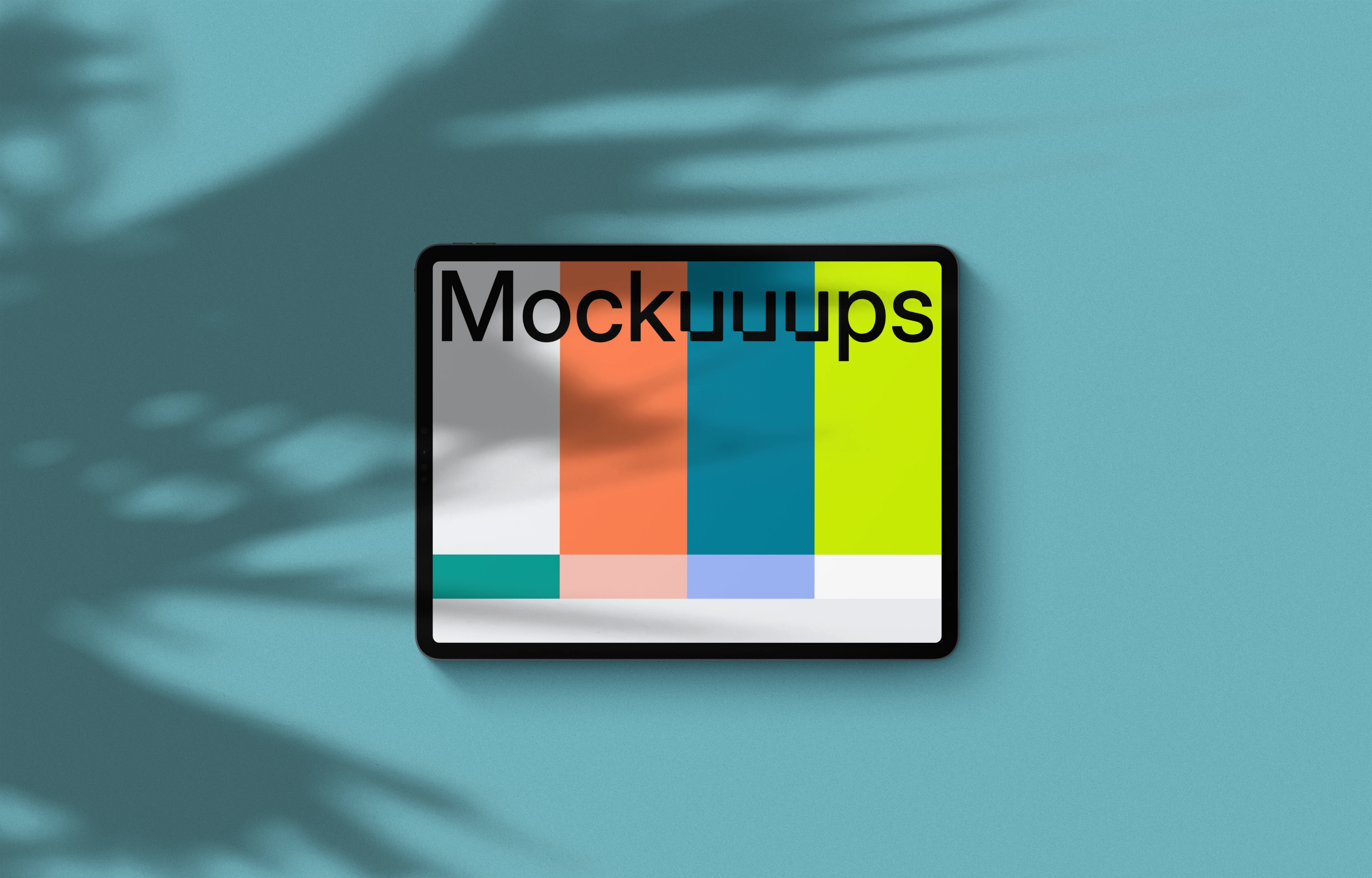 iPad Pro mockup on blue background (Landscape - Shadow 2)