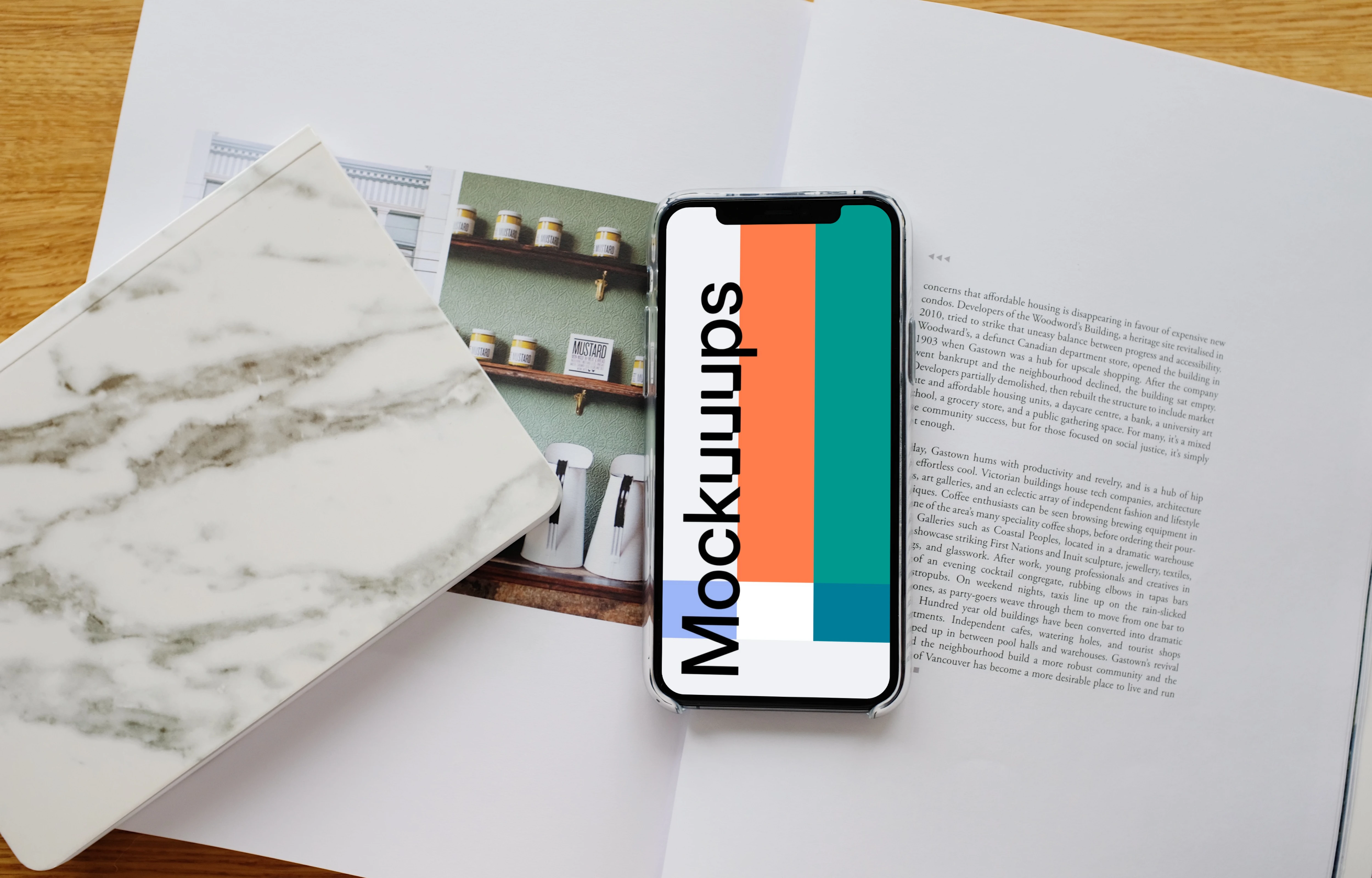 iPhone 12 Pro mockup on a magazine