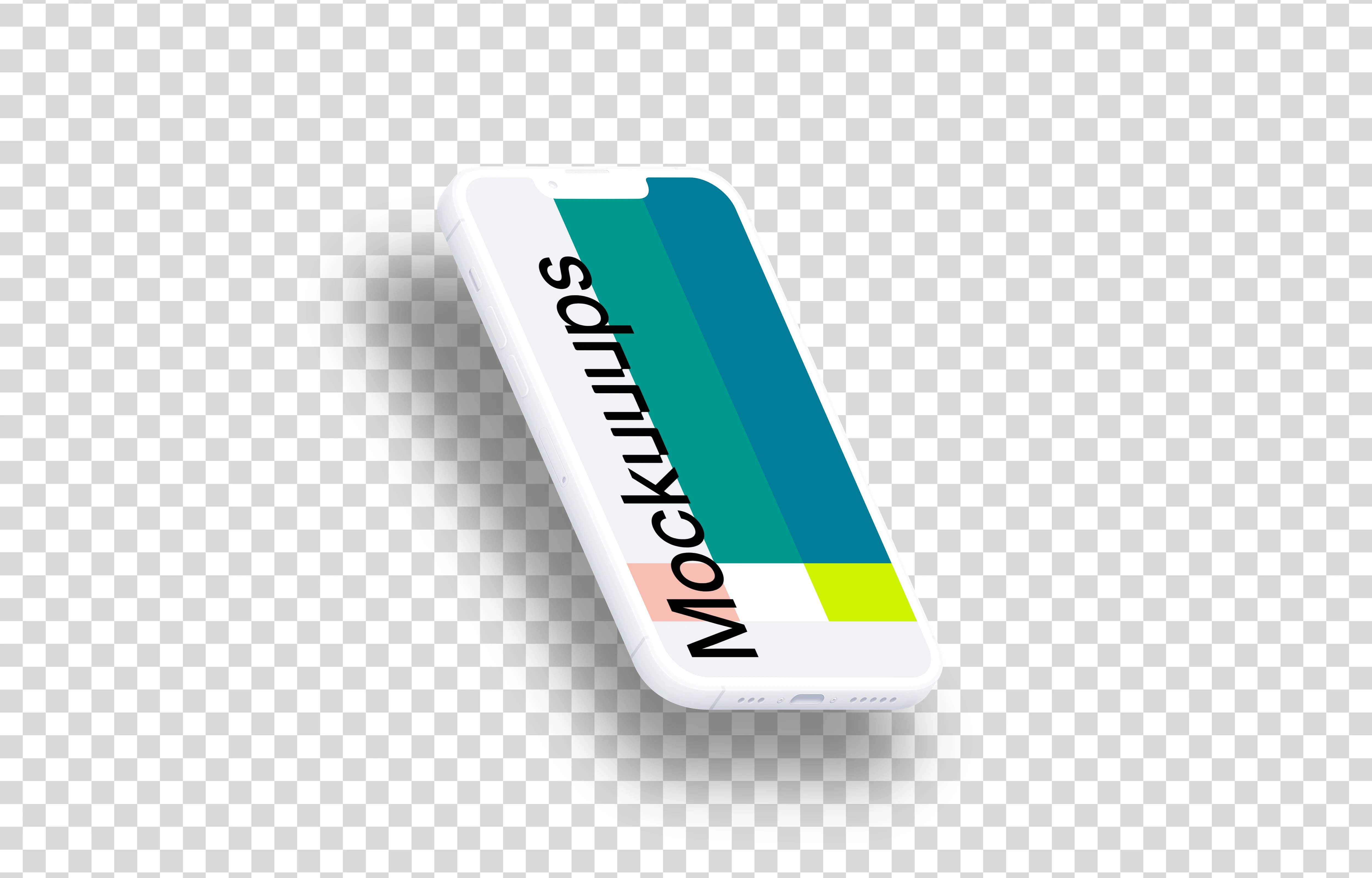 iPhone 13 Pro Clay Mockup (Isometric Left - Floating Shadow)