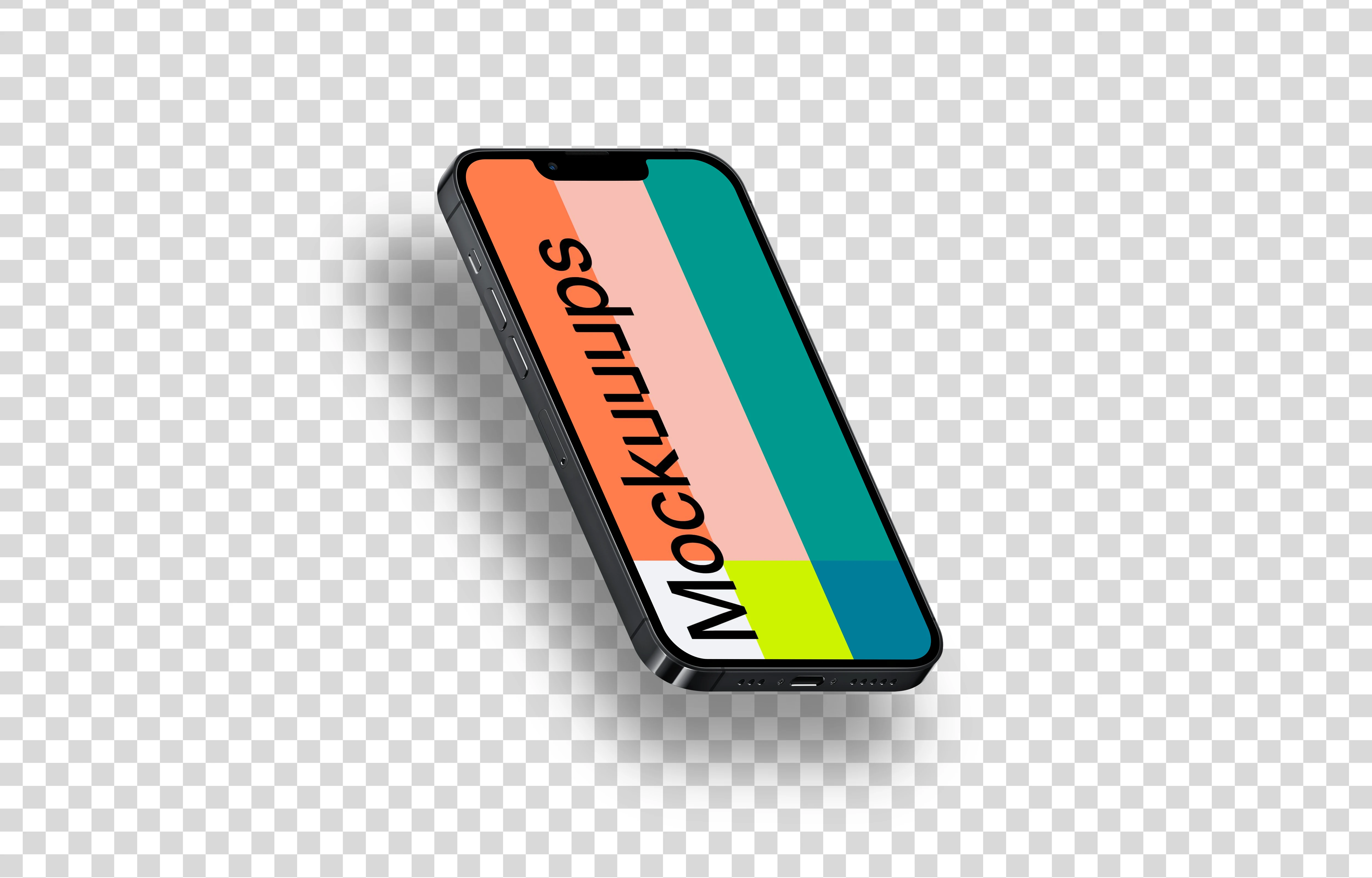 iPhone 13 Pro Mockup (Isometric Left - Floating Shadow)