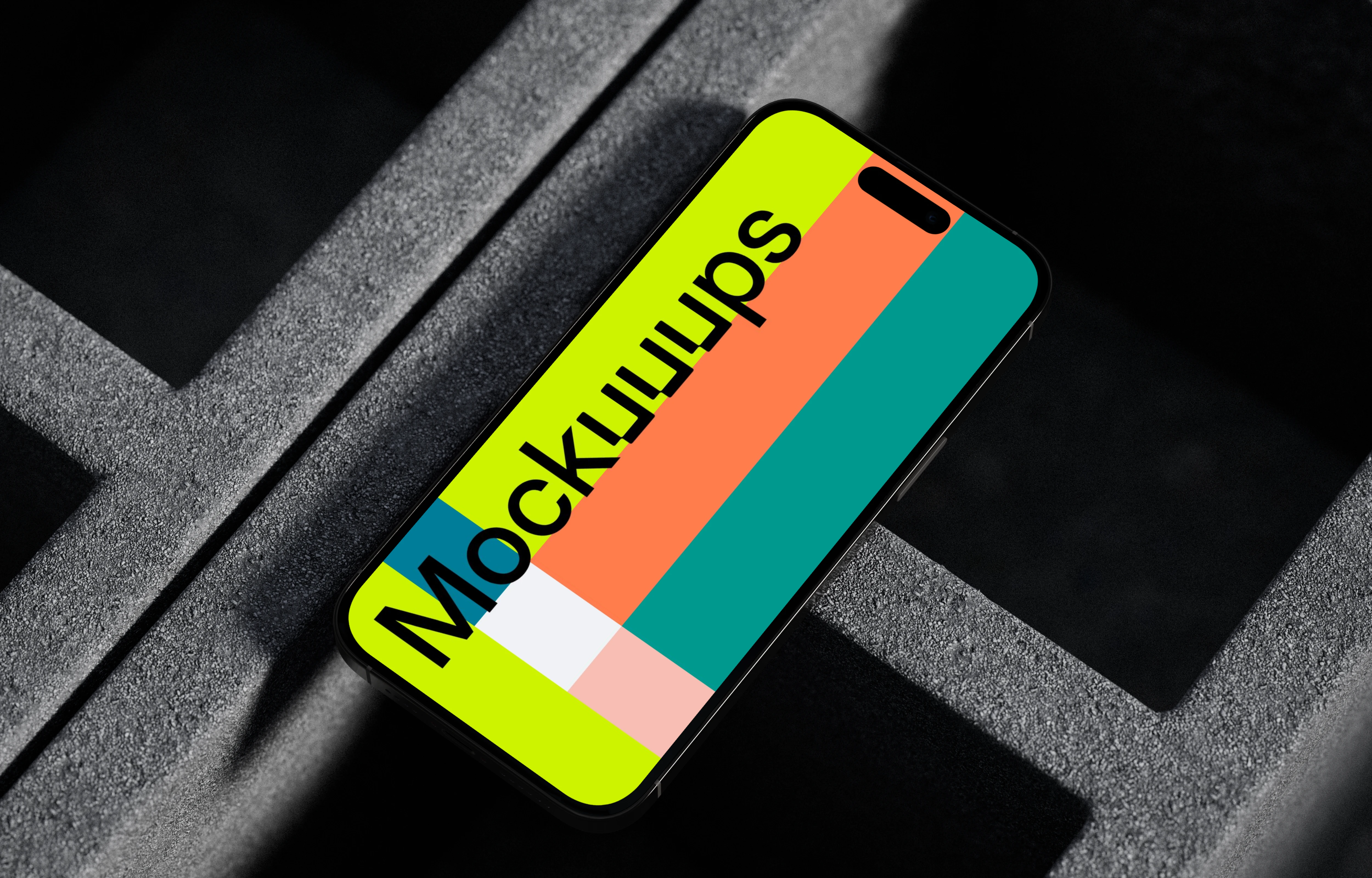 iPhone 16 mockup on concrete backdrop