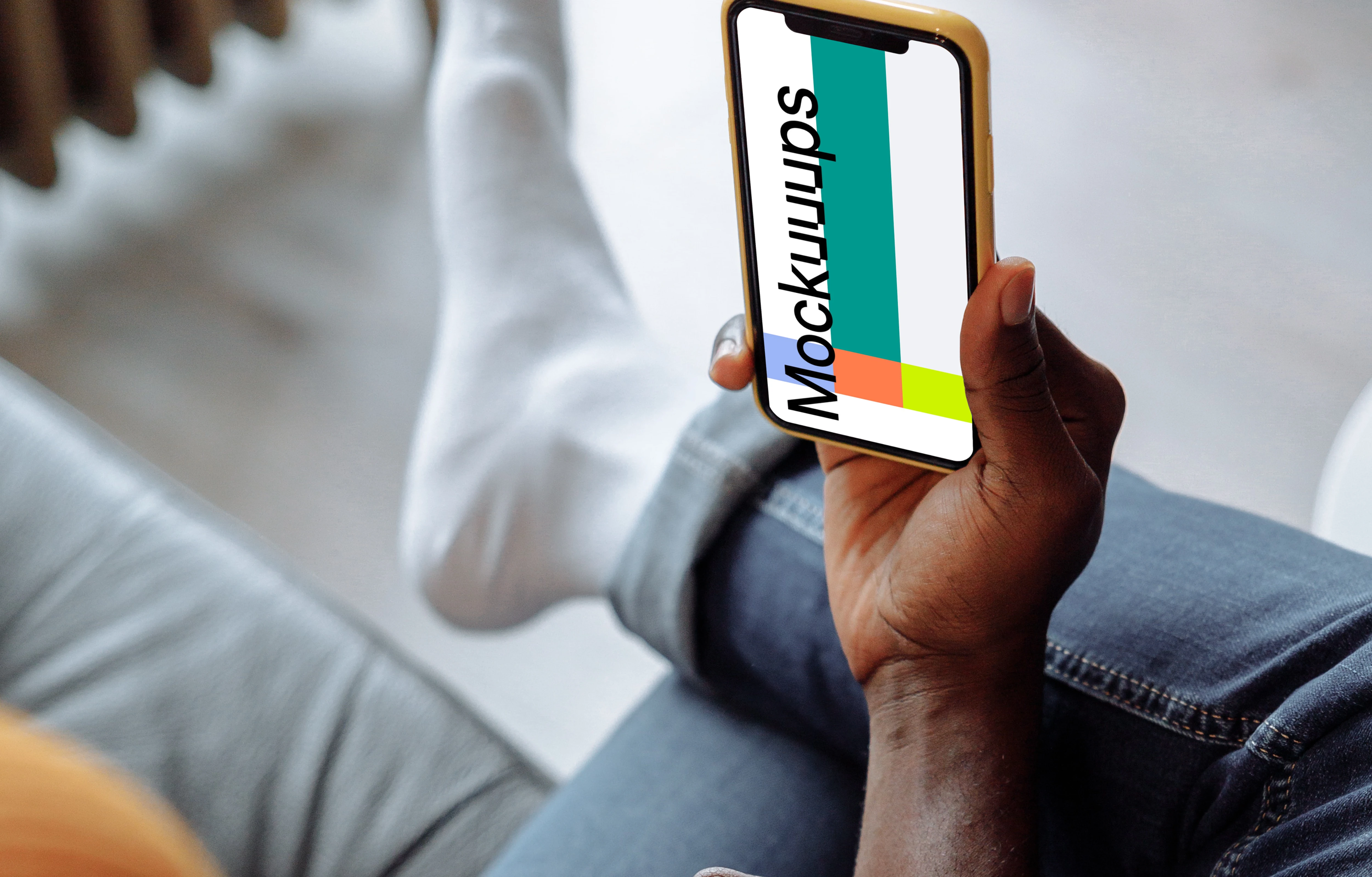 iPhone mockup in selfie position