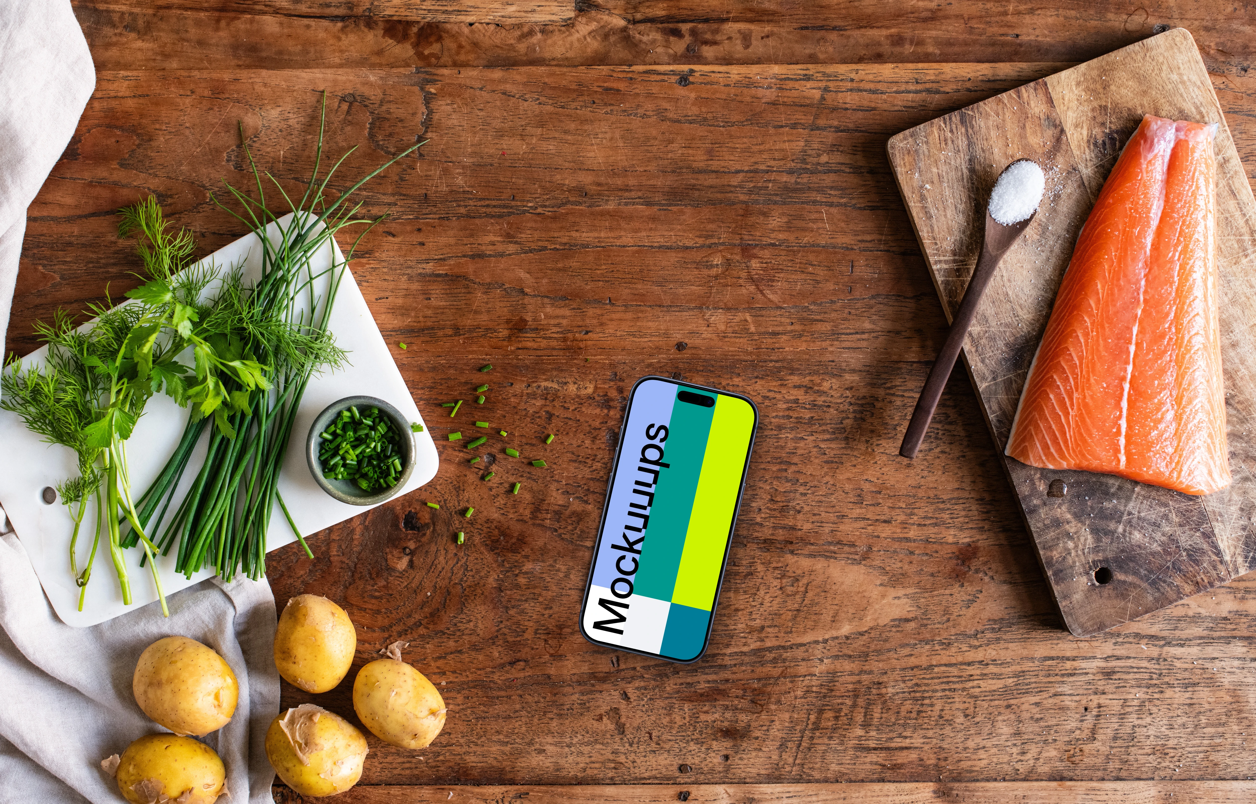 iPhone mockup in the kitchen