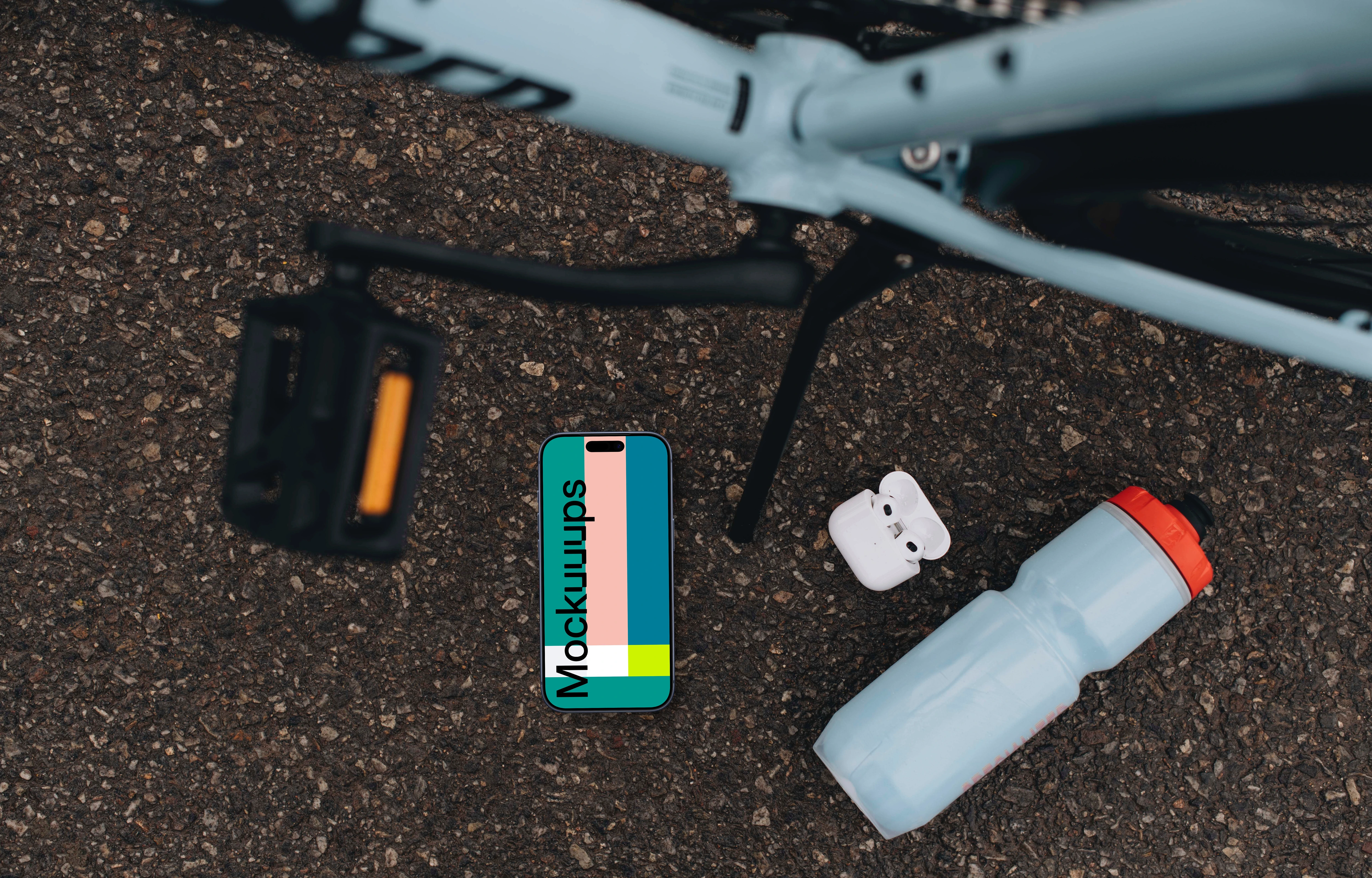 iPhone mockup under the bike