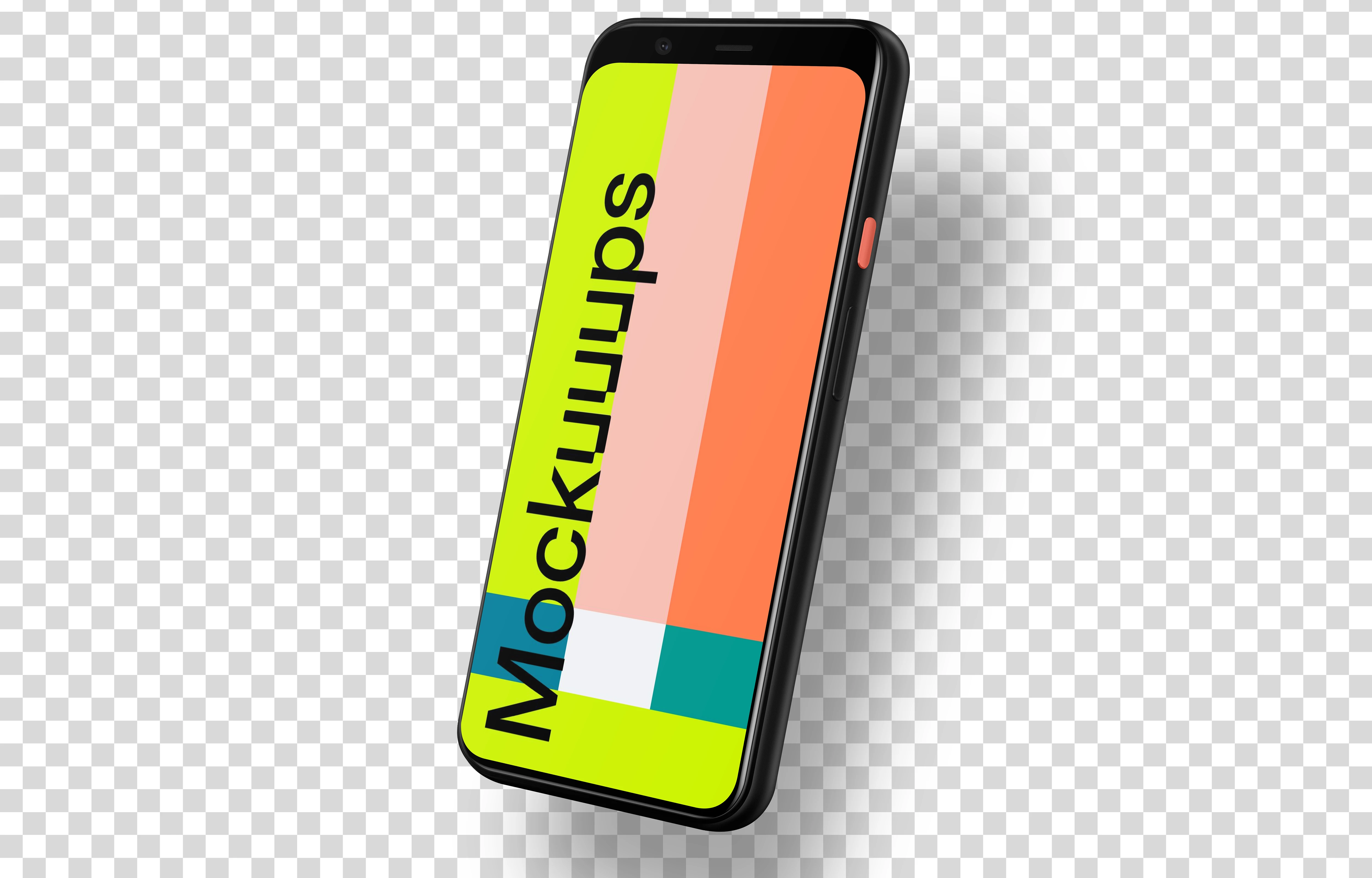 Google Pixel 4 Mockup (Perspective Right - Floating Shadow)