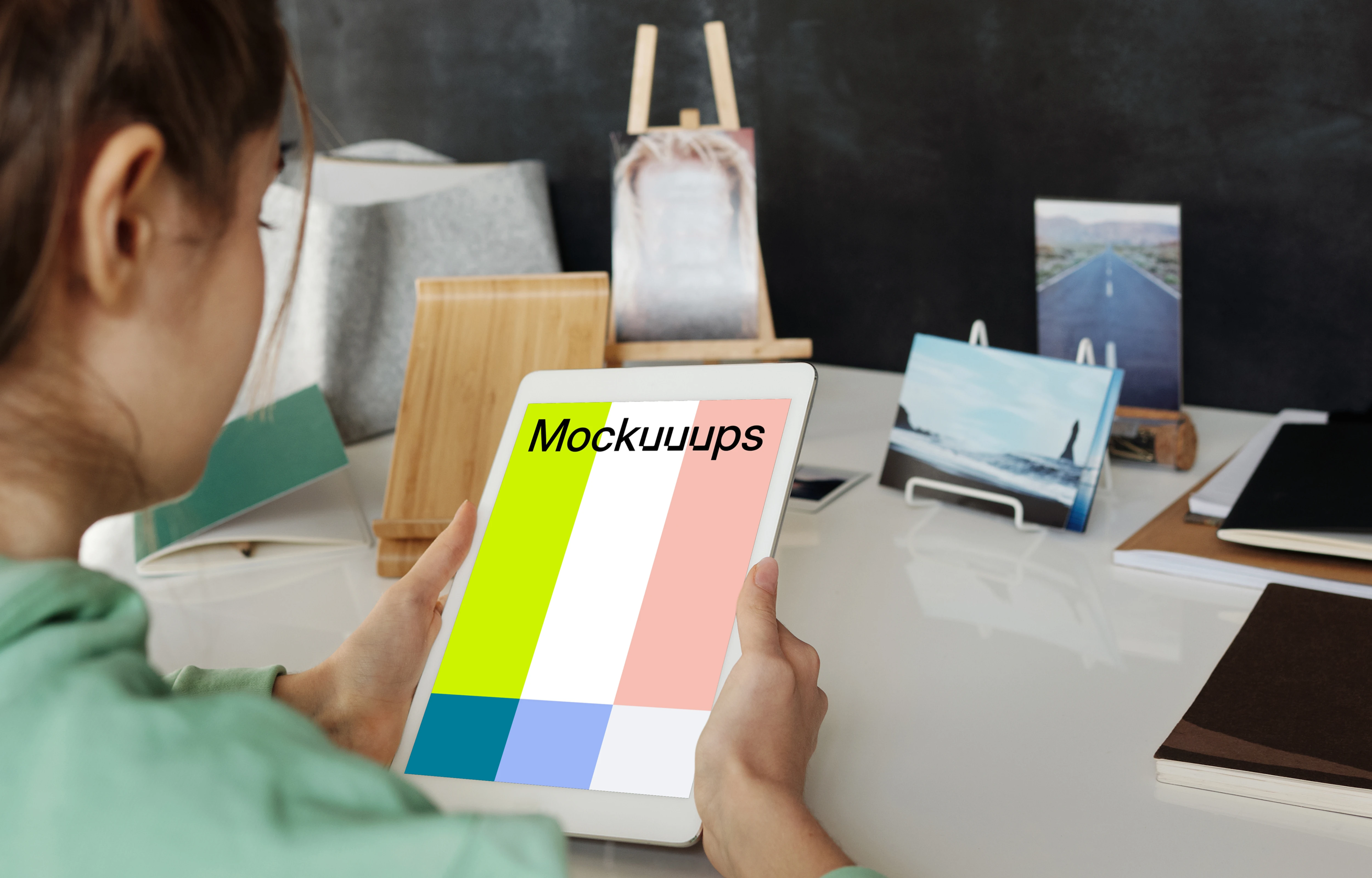 Kid using tablet mockup