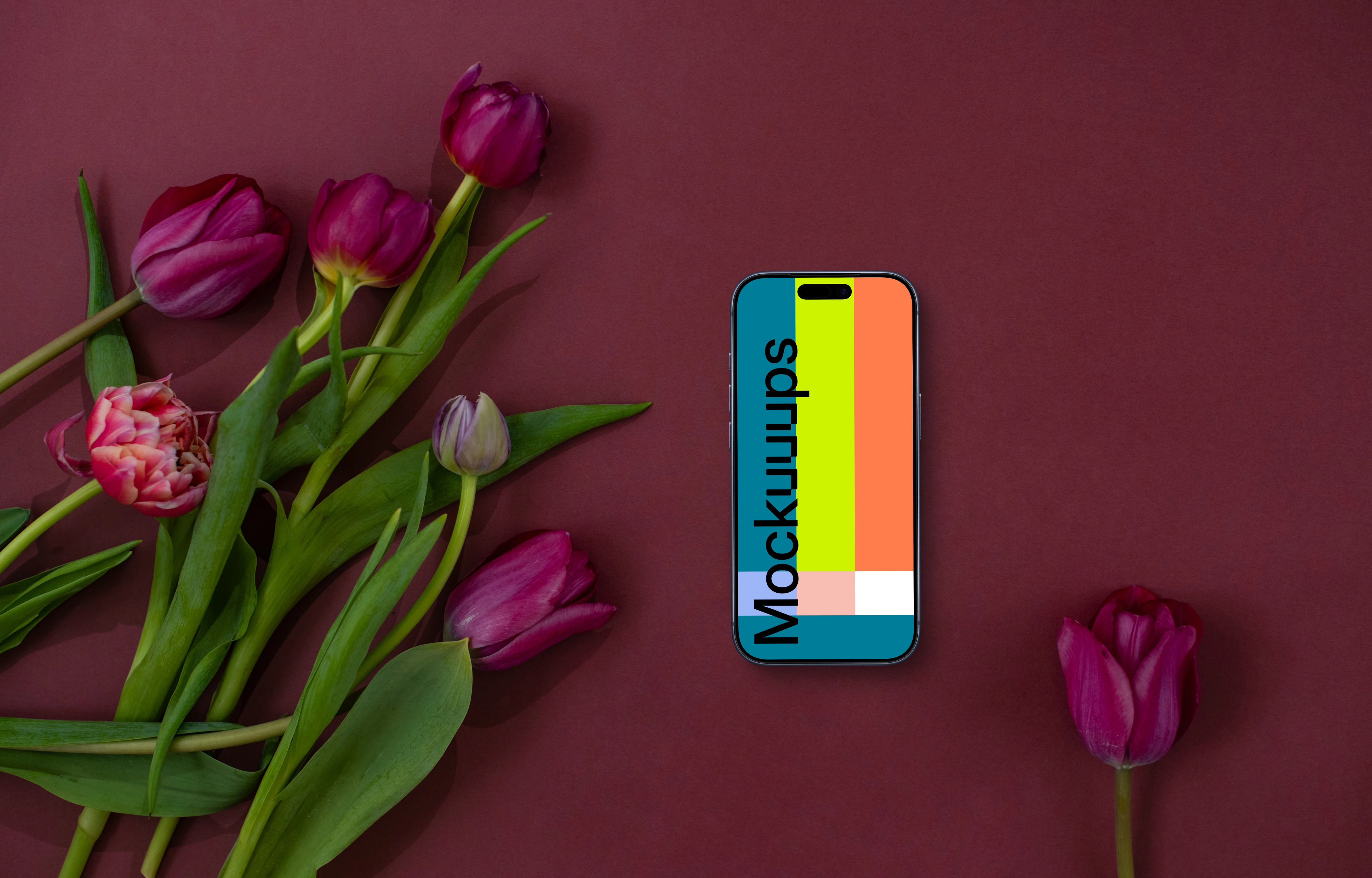 iPhone mockup on Viva Magenta background