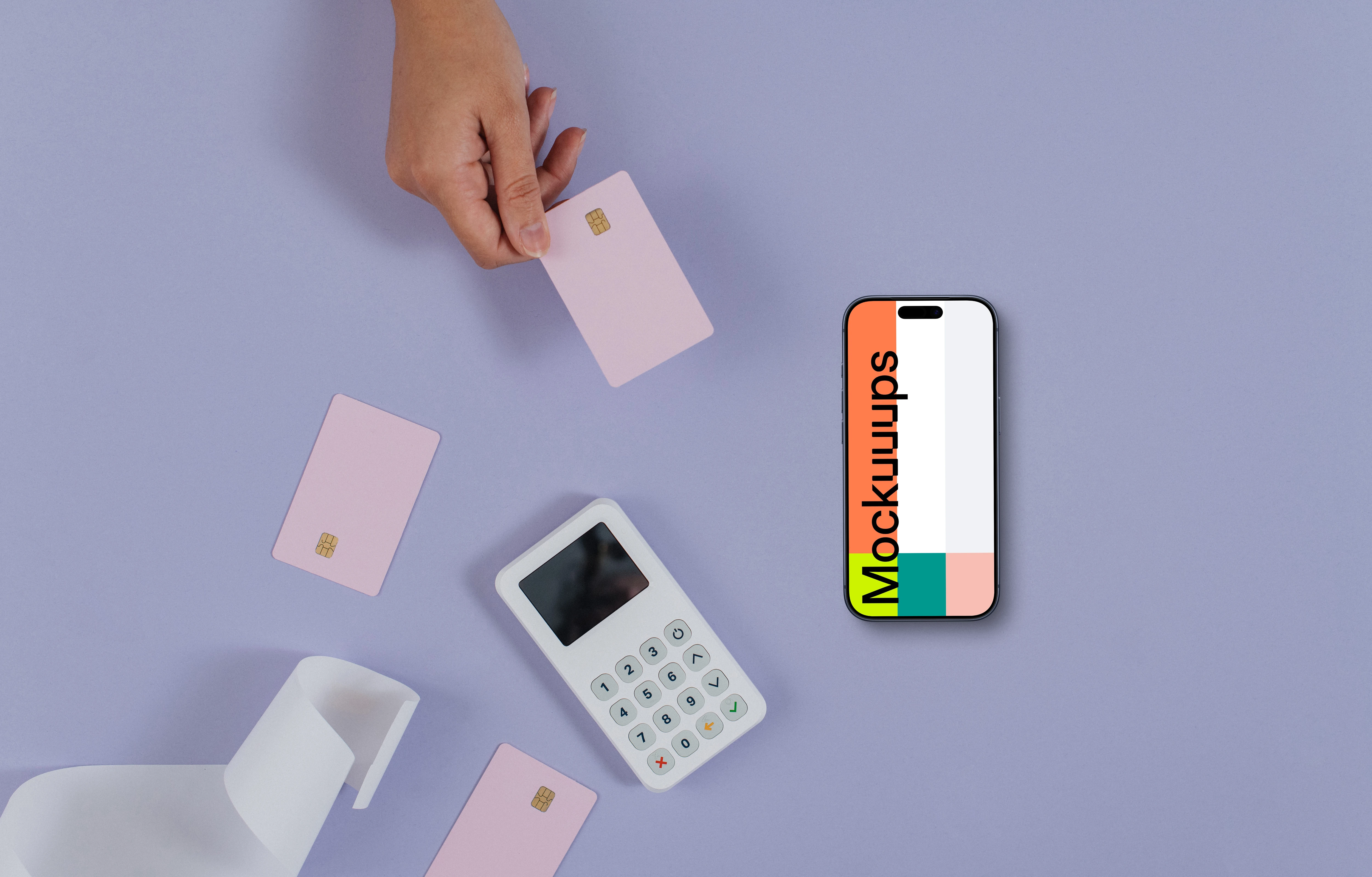 E-Commerce styled iPhone mockup with purple background