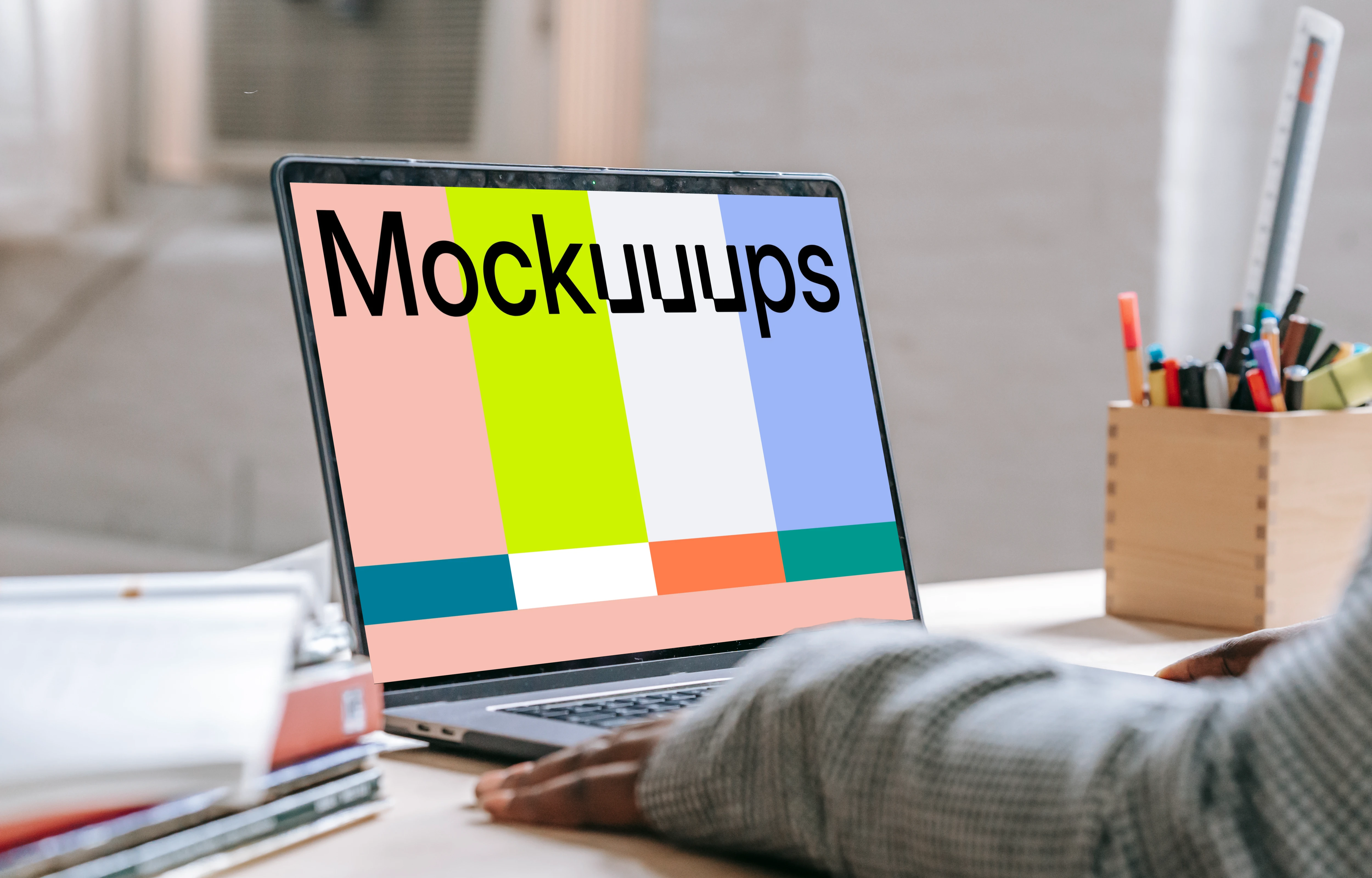 Close-up mockup of a MacBook Pro on a table