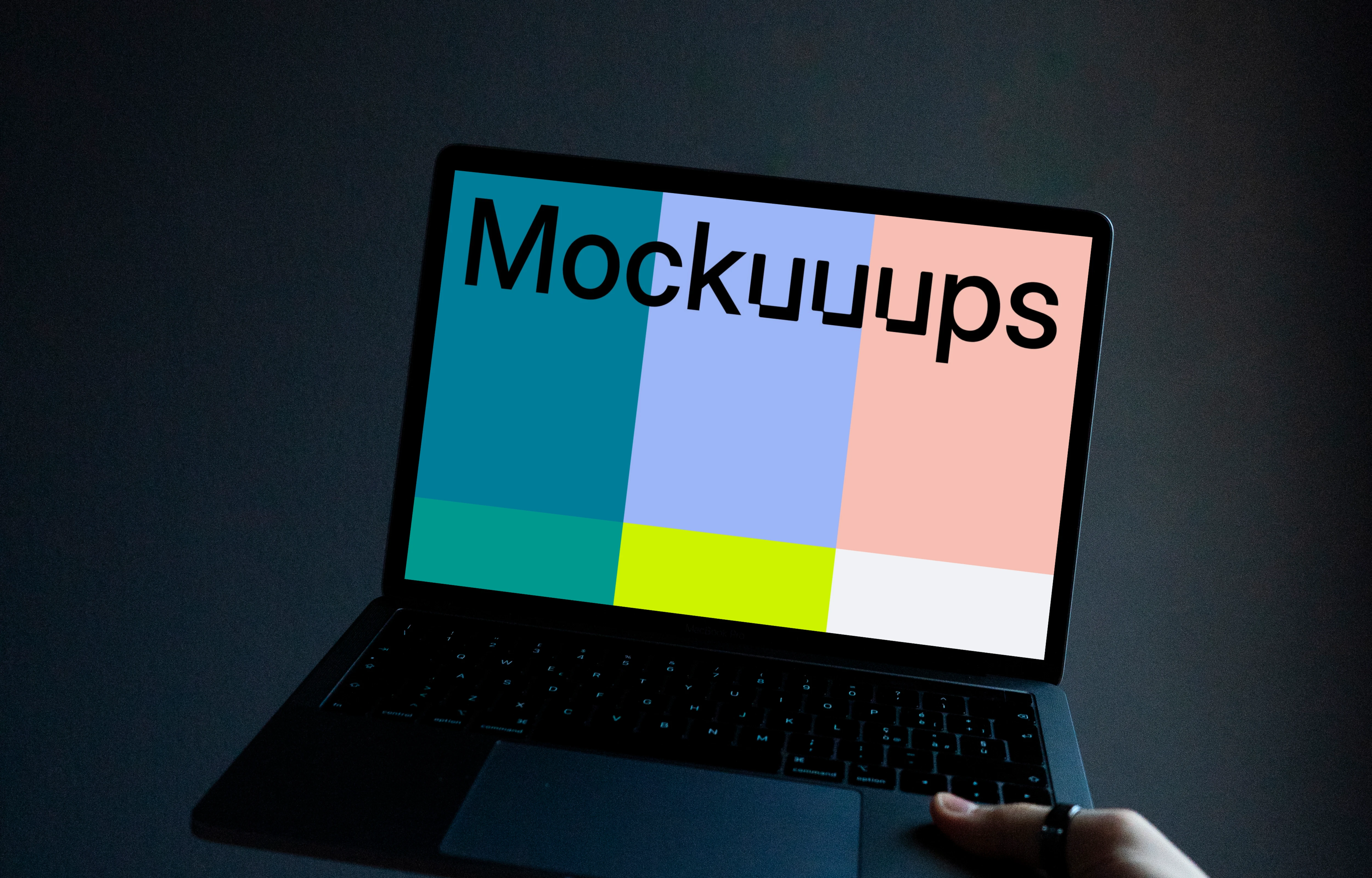 MacBook mockup in the dark environment